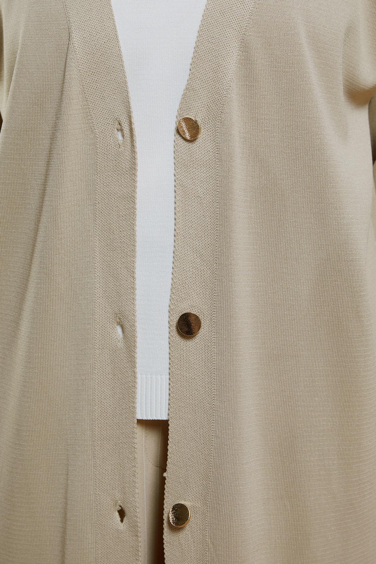 Tesettür giyim BEJ UZUN TRİKO HIRKA 45000