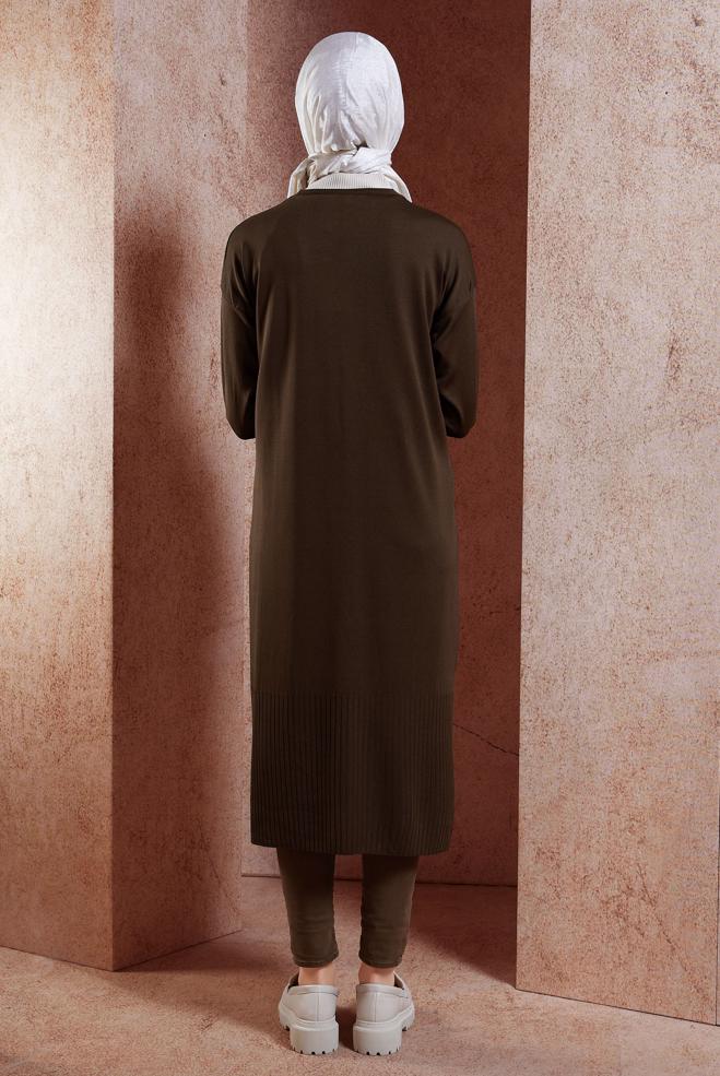 Vêtements hijab BRUN CARDIGAN LONG EN MAILLE 45000 - ALVİNA