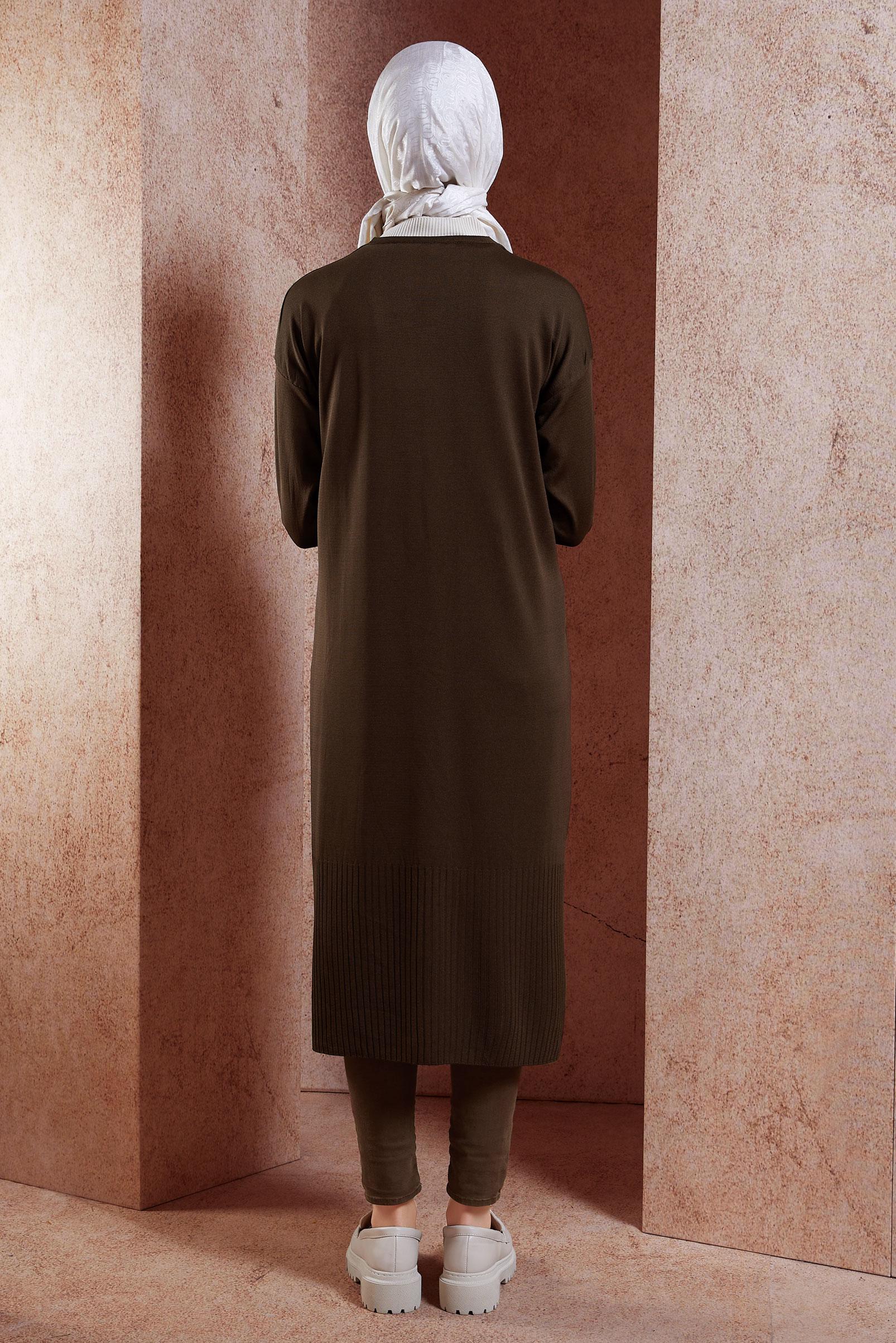 Vêtements hijab BRUN CARDIGAN LONG EN MAILLE 45000