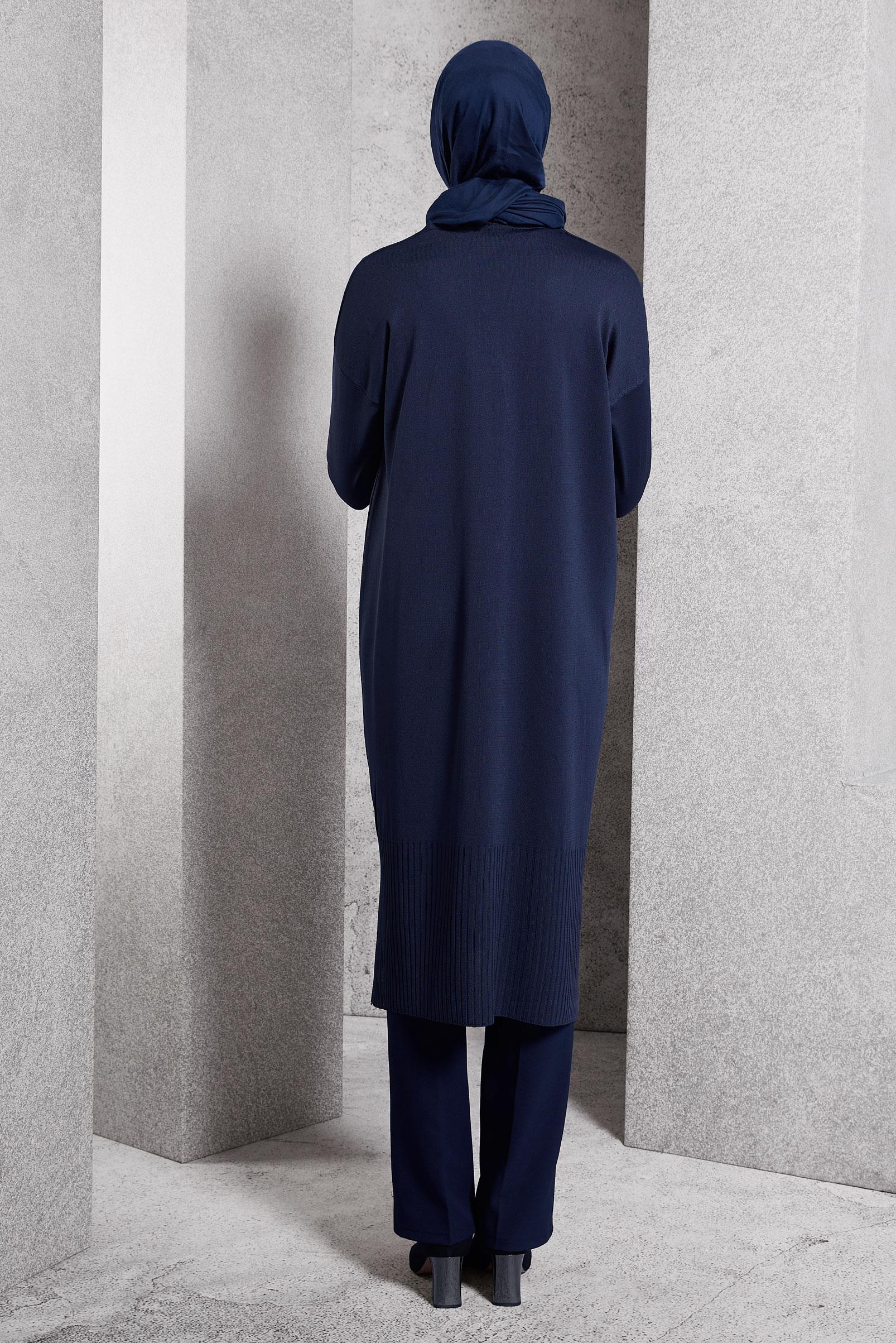 Tesettür giyim LACİVERT UZUN TRİKO HIRKA 45000