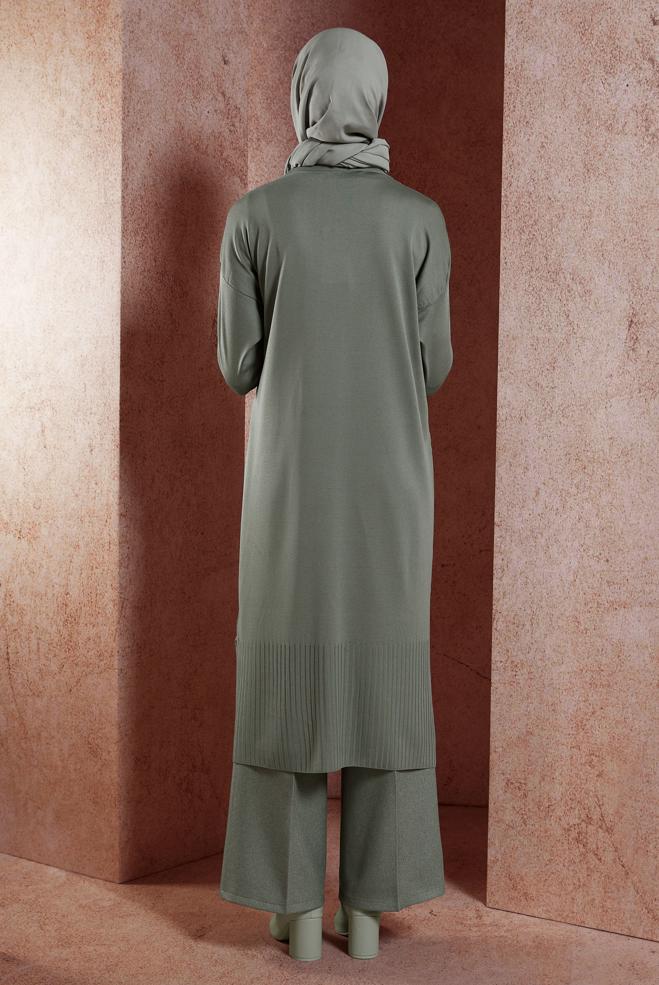 Vêtements hijab GRIS CARDIGAN LONG EN MAILLE 45000 - ALVİNA