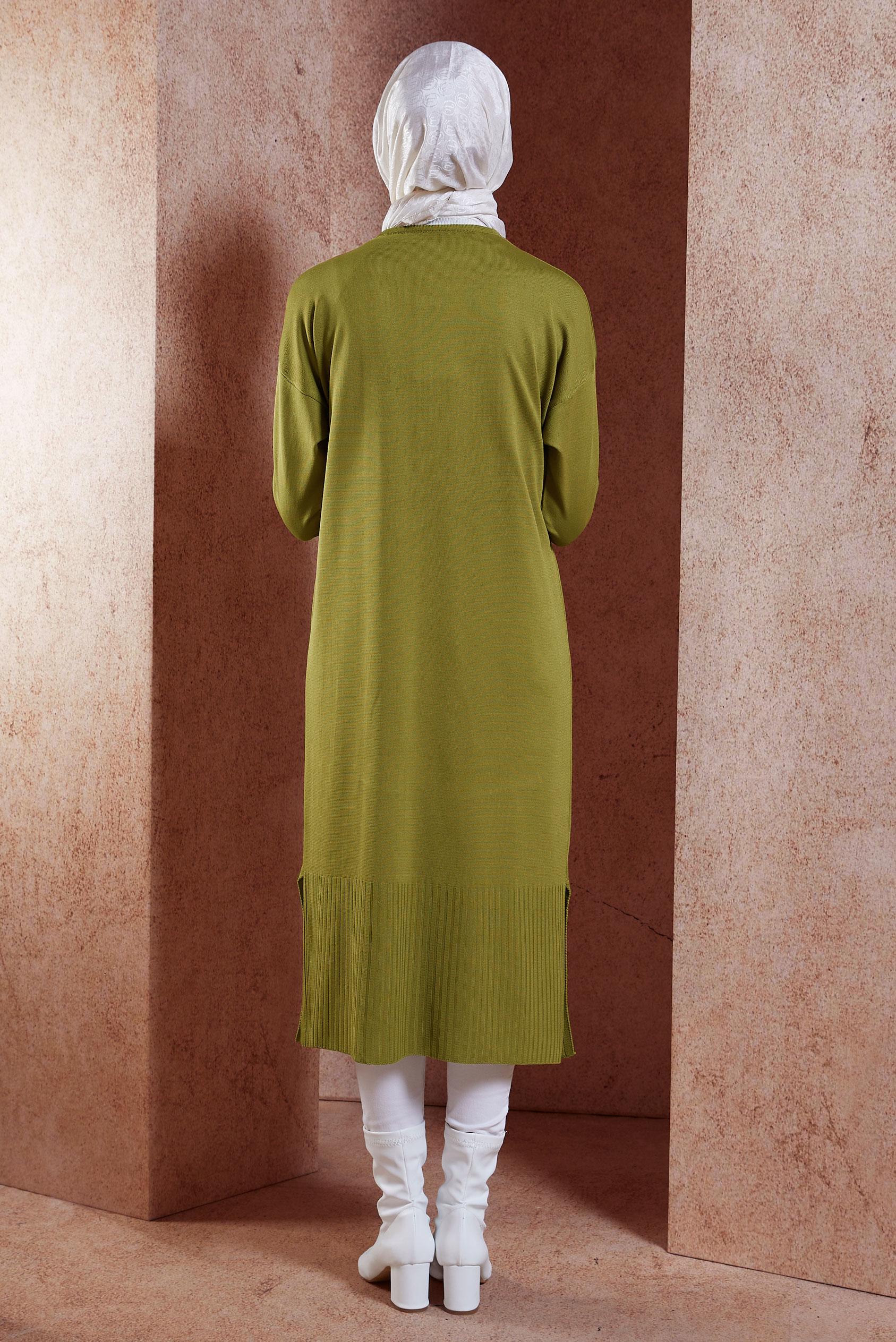 Tesettür giyim YEŞİL UZUN TRİKO HIRKA 45000