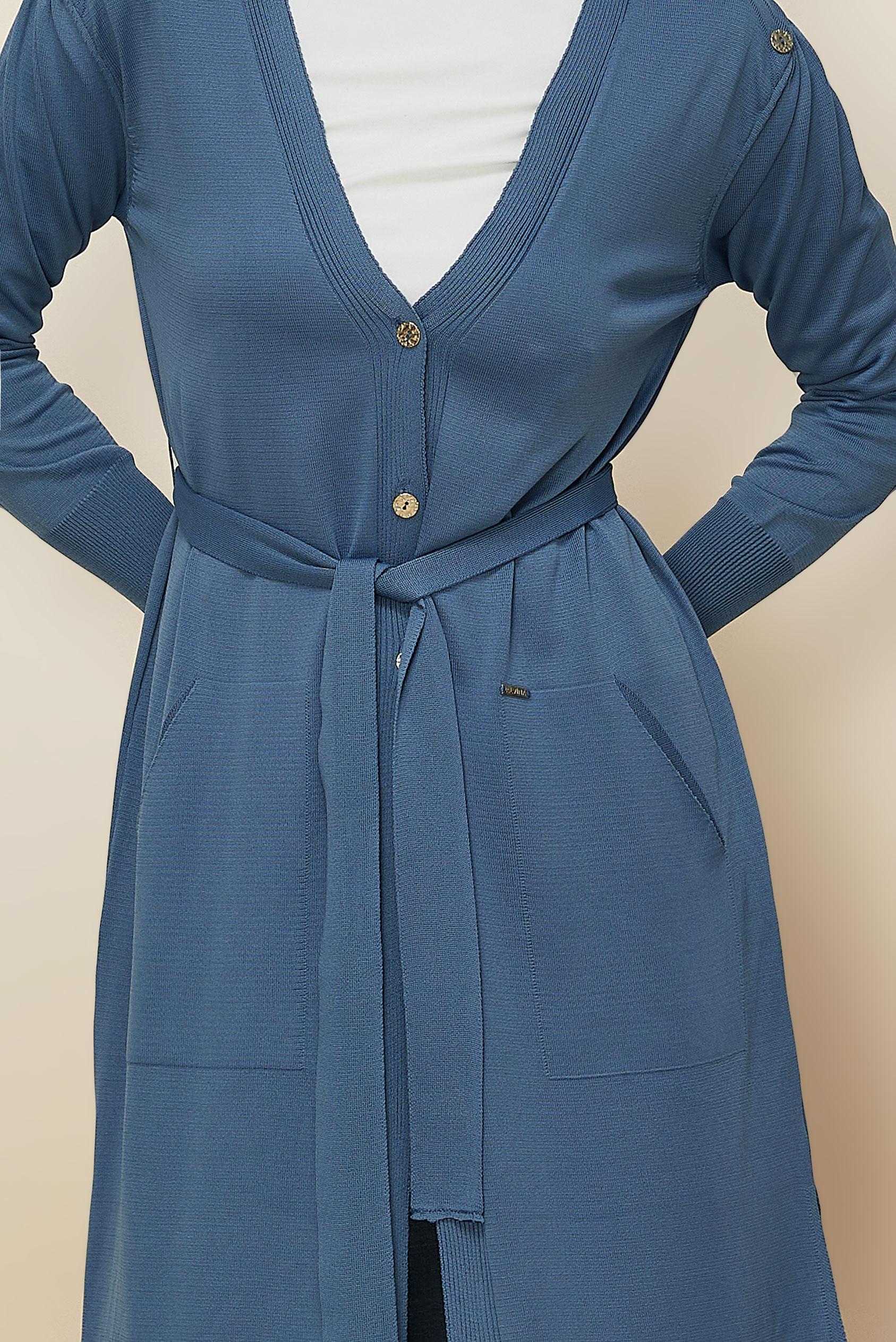 Hijab clothing NAVY BLUE BELTED KNITWEAR CARDIGAN 45001