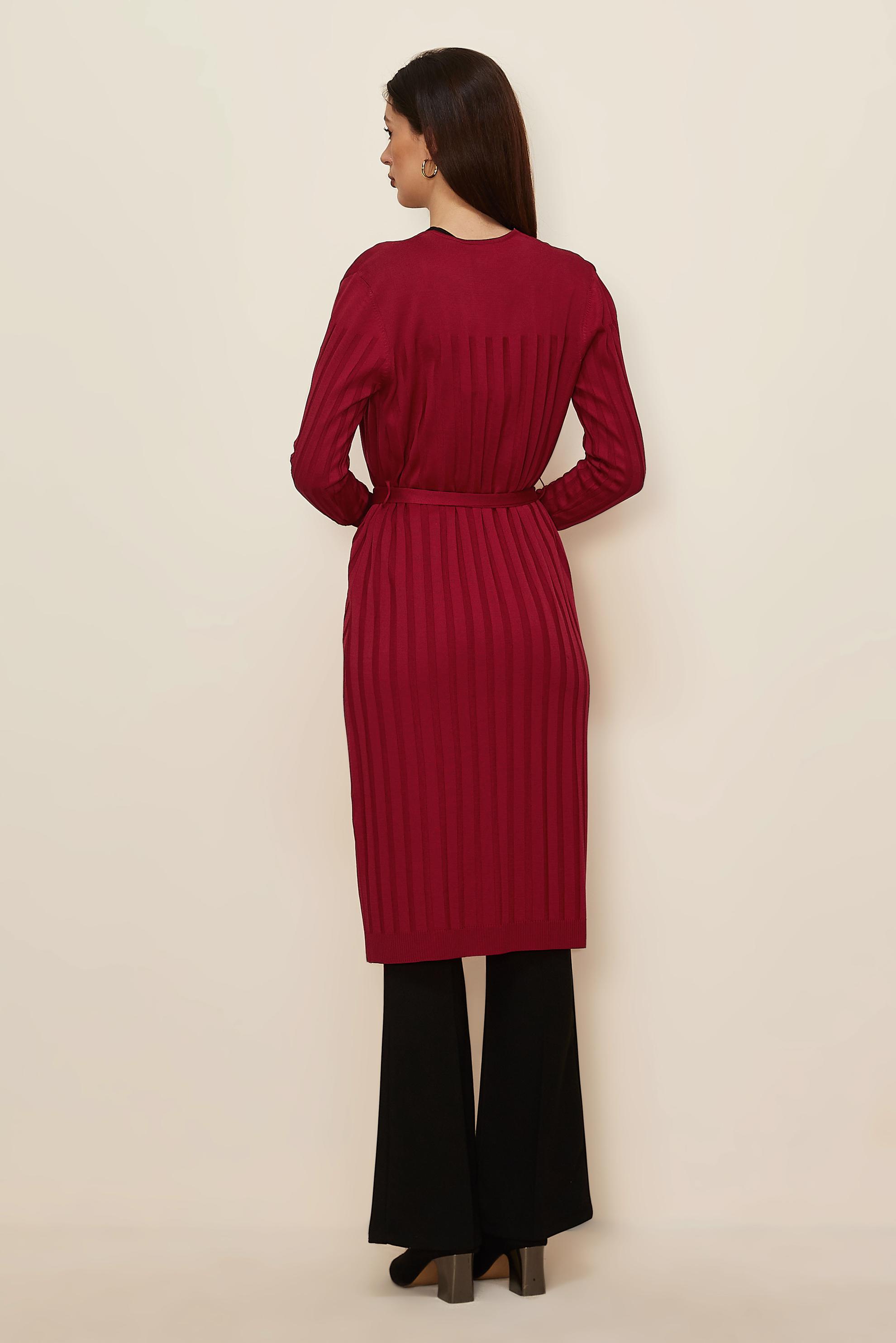 Hijab clothing RED BELTED KNITWEAR CARDIGAN 45002