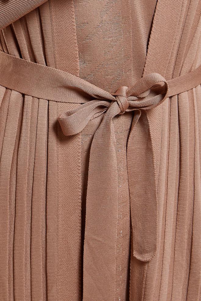 Hijab clothing BROWN BELTED KNITWEAR CARDIGAN 45002 - ALVİNA