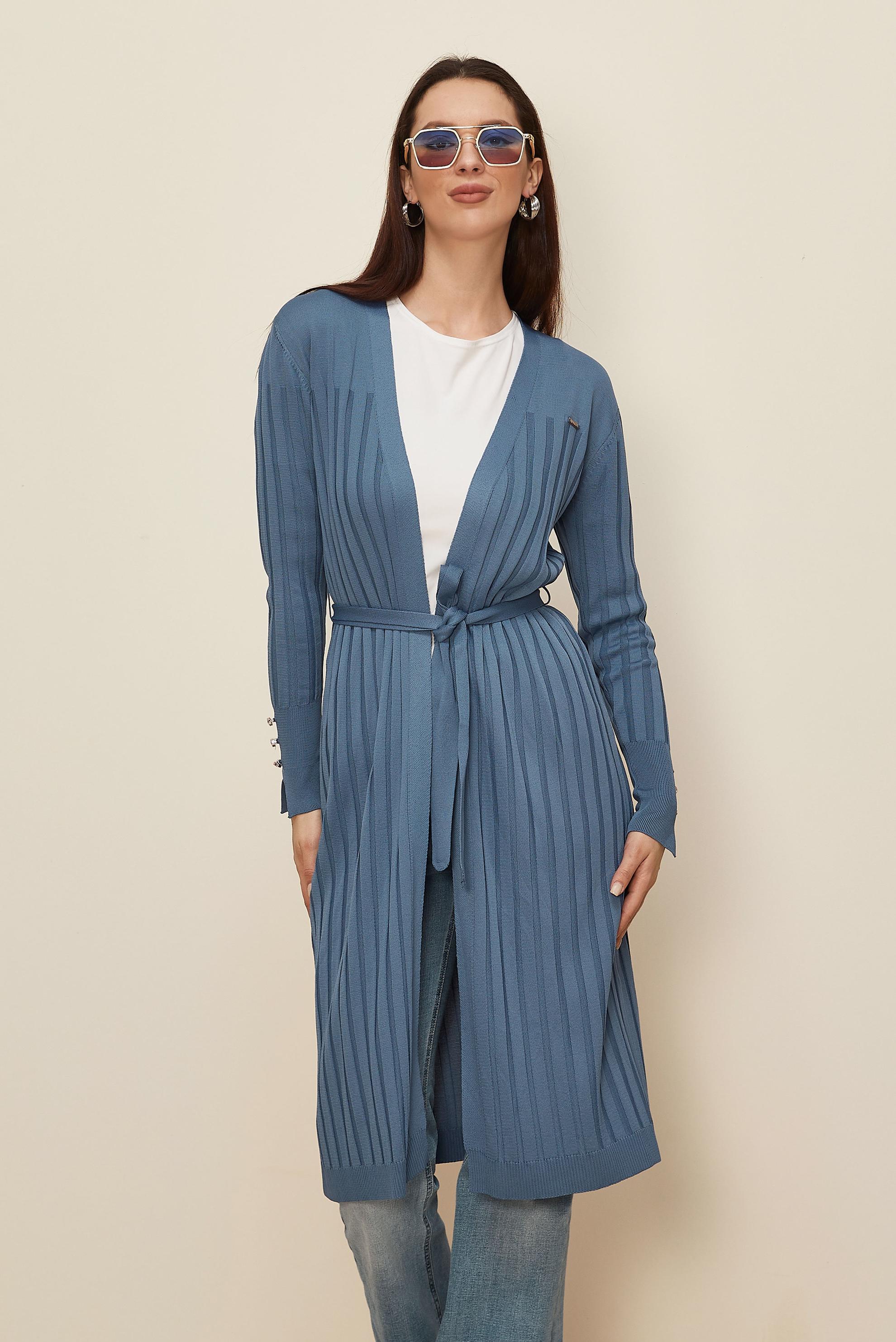 Hijab clothing NAVY BLUE BELTED KNITWEAR CARDIGAN 45002