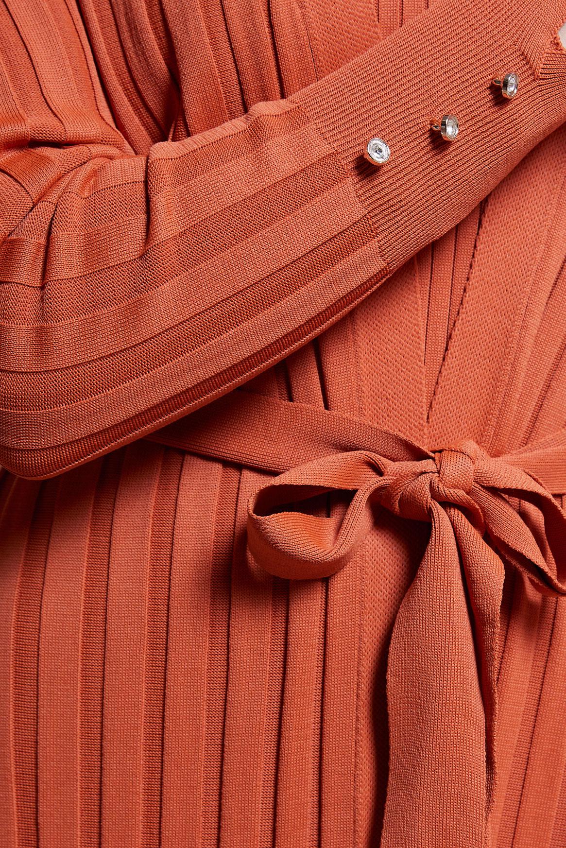 Vêtements hijab ORANGE CARDIGAN EN MAILLE AVEC CEINTURE 45002