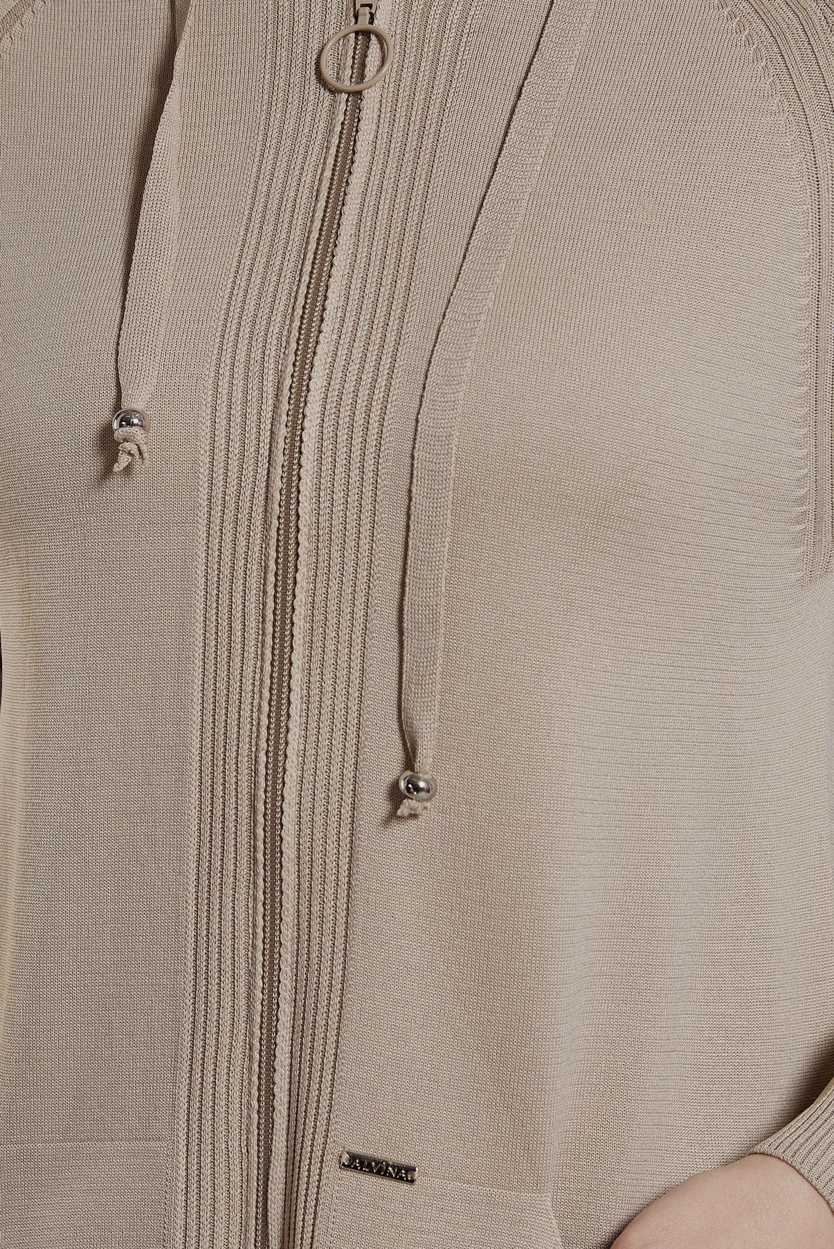 Tesettür giyim BEJ KAPÜŞONLU TRİKO HIRKA 45012