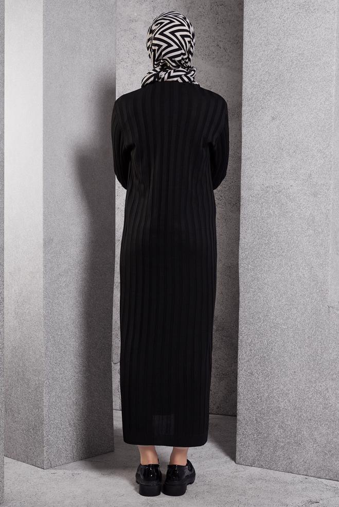 Hijab clothing BLACK LONG KNITWEAR CARDIGAN 45017 - ALVİNA