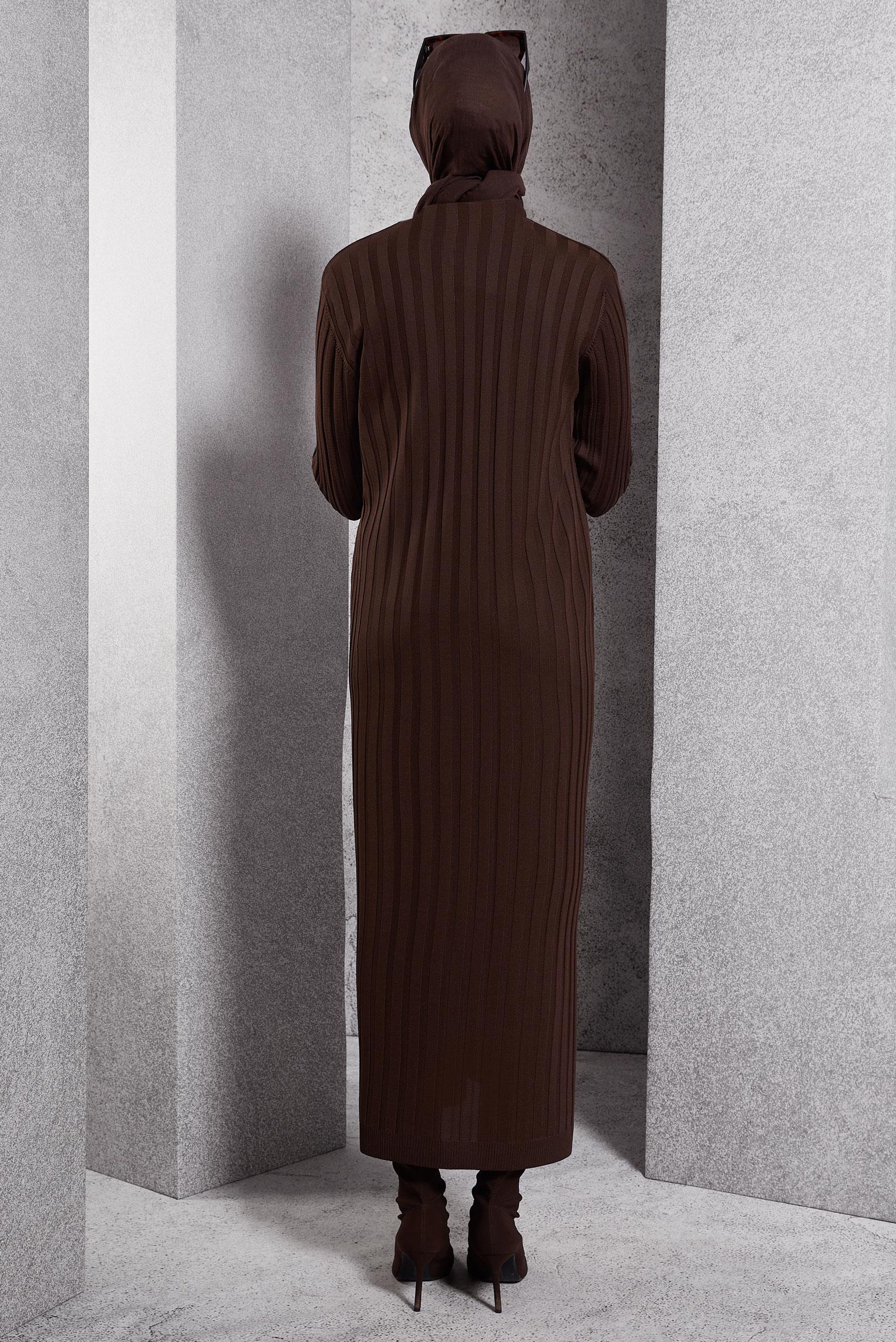 Vêtements hijab BRUN CARDIGAN LONG EN MAILLE 45017