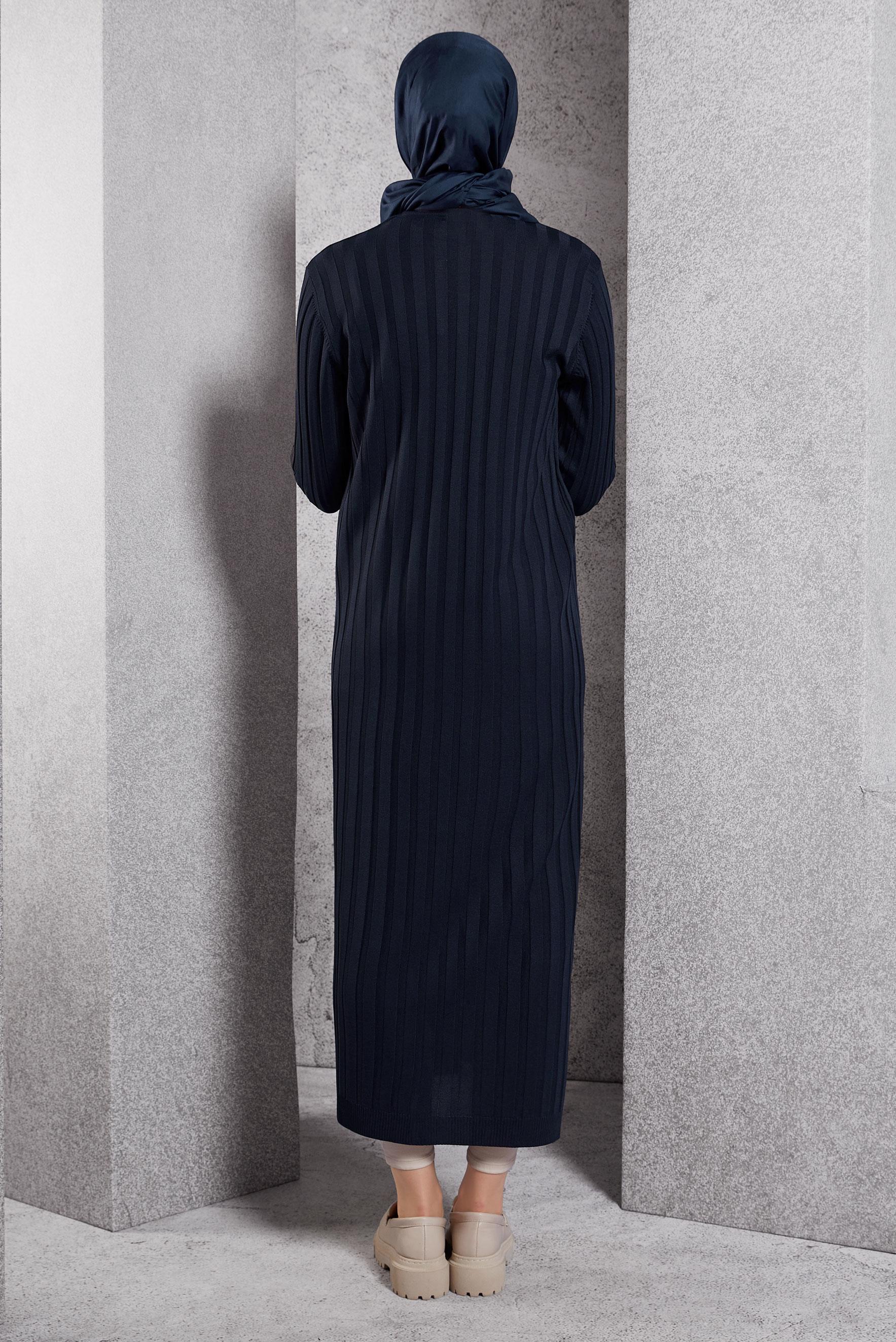 Hijab clothing NAVY BLUE LONG KNITWEAR CARDIGAN 45017
