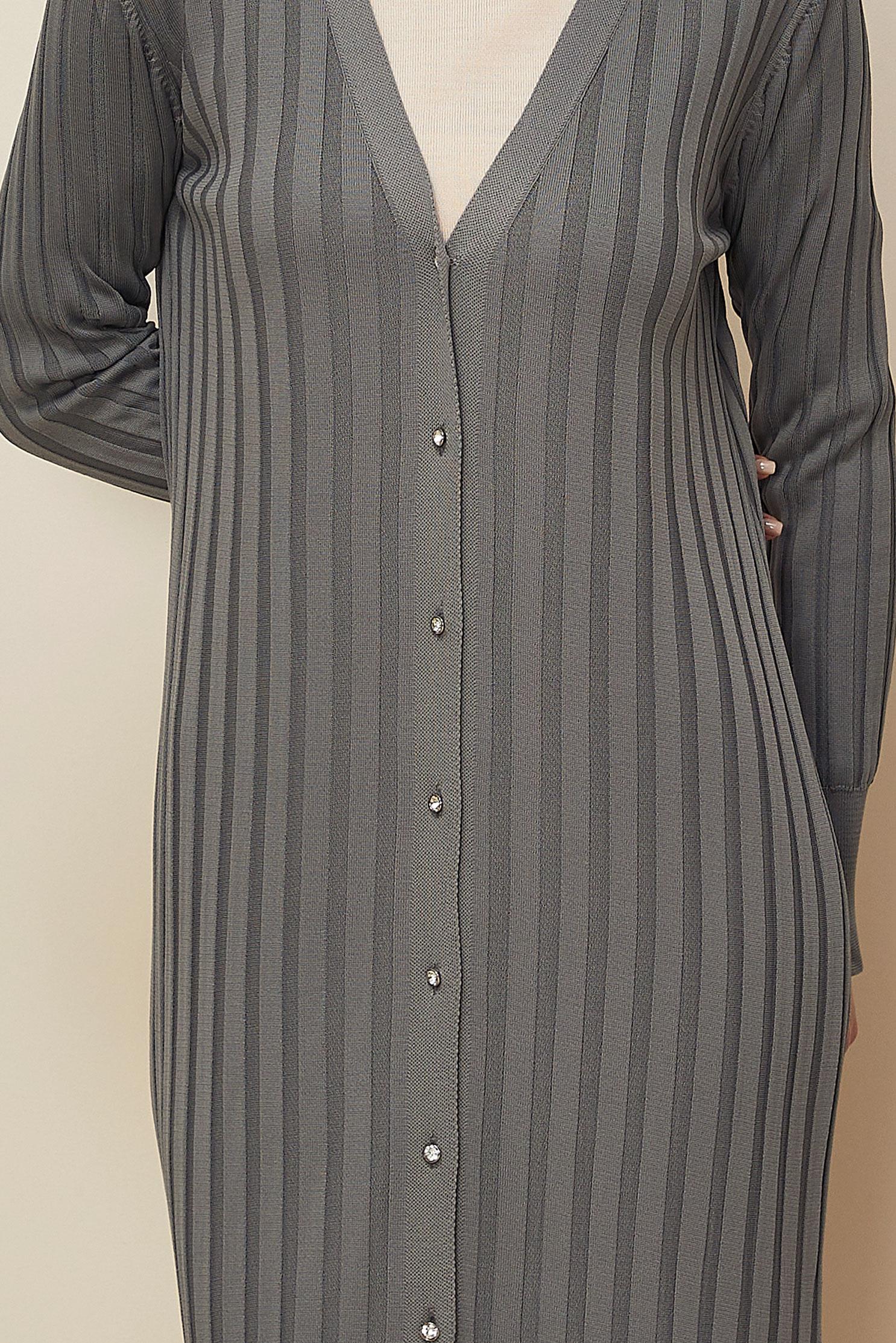 Hijab clothing GREY LONG KNITWEAR CARDIGAN 45017