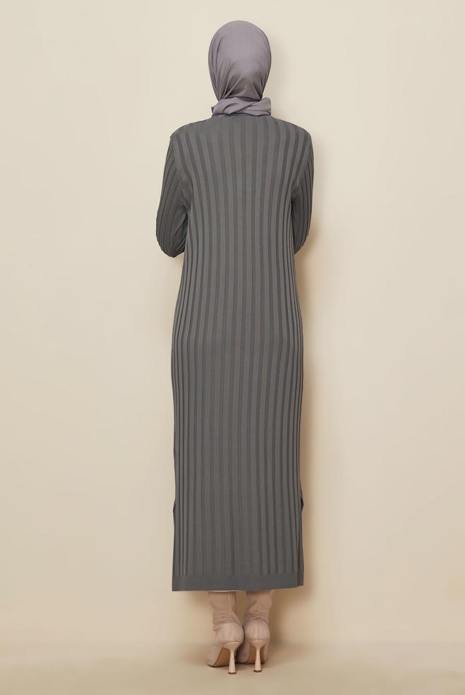 Hijab clothing GREY LONG KNITWEAR CARDIGAN 45017 - ALVİNA