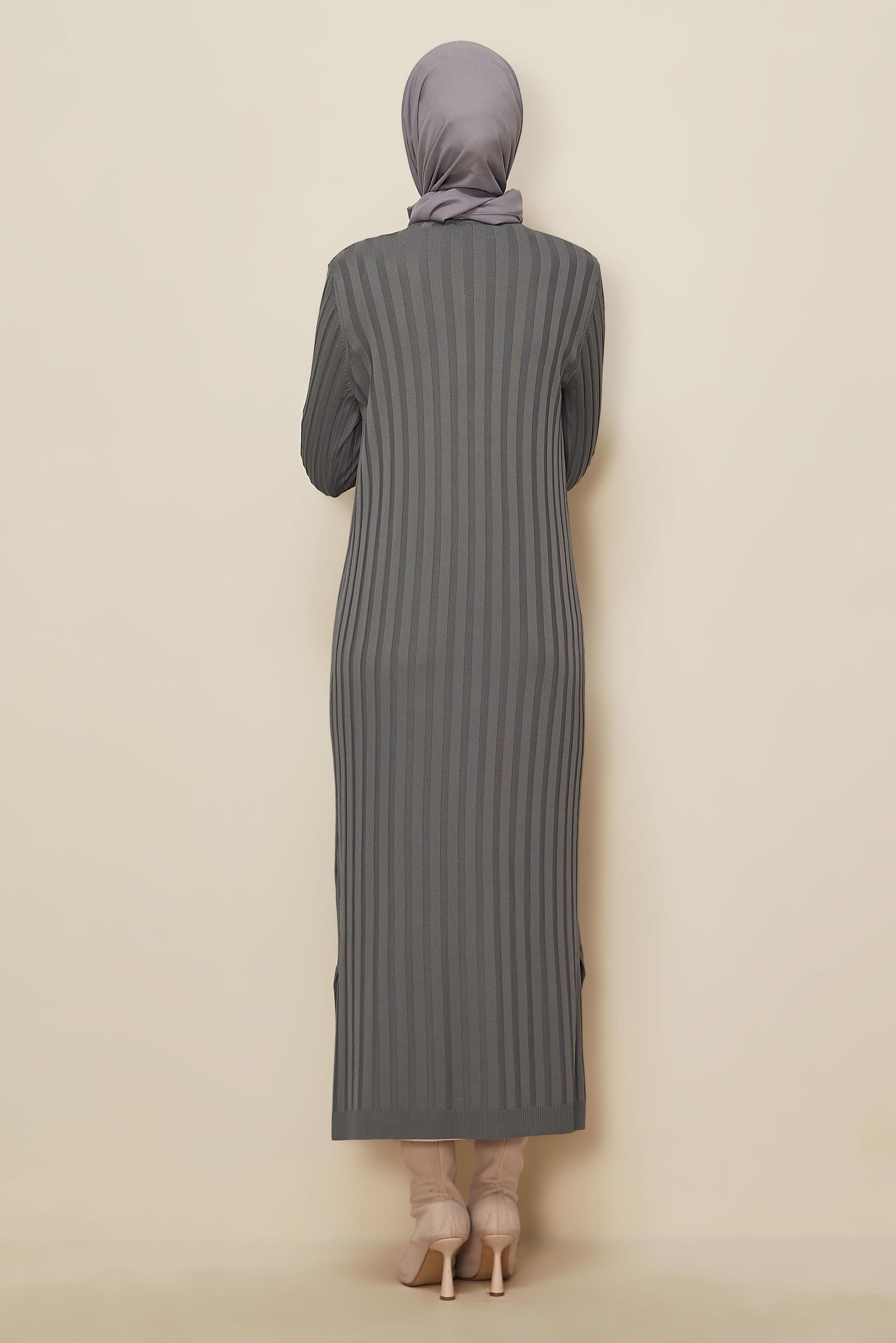 Hijab clothing GREY LONG KNITWEAR CARDIGAN 45017