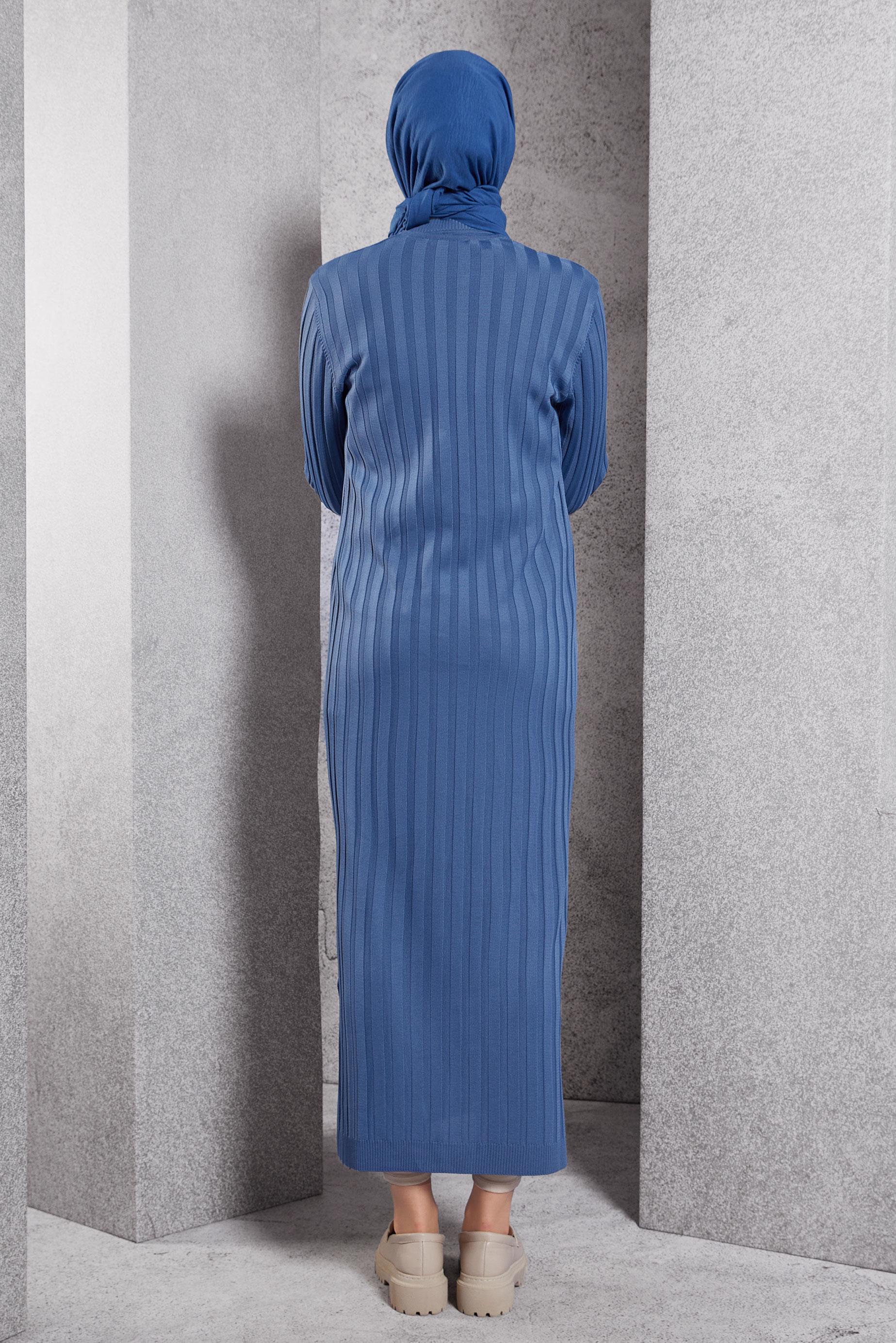 Hijab clothing NAVY BLUE LONG KNITWEAR CARDIGAN 45017