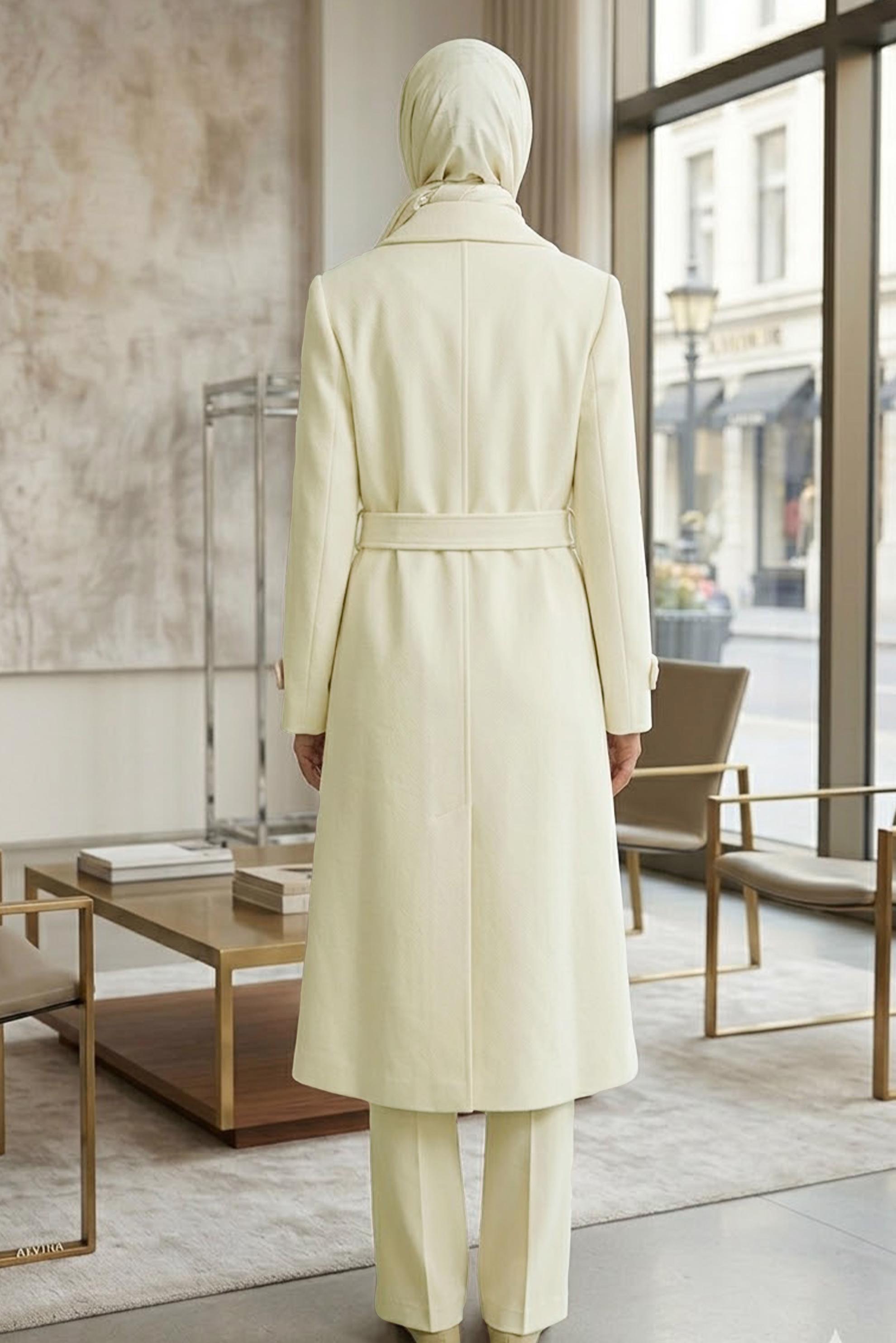 Hijab clothing ECRU BELTED COAT 90500