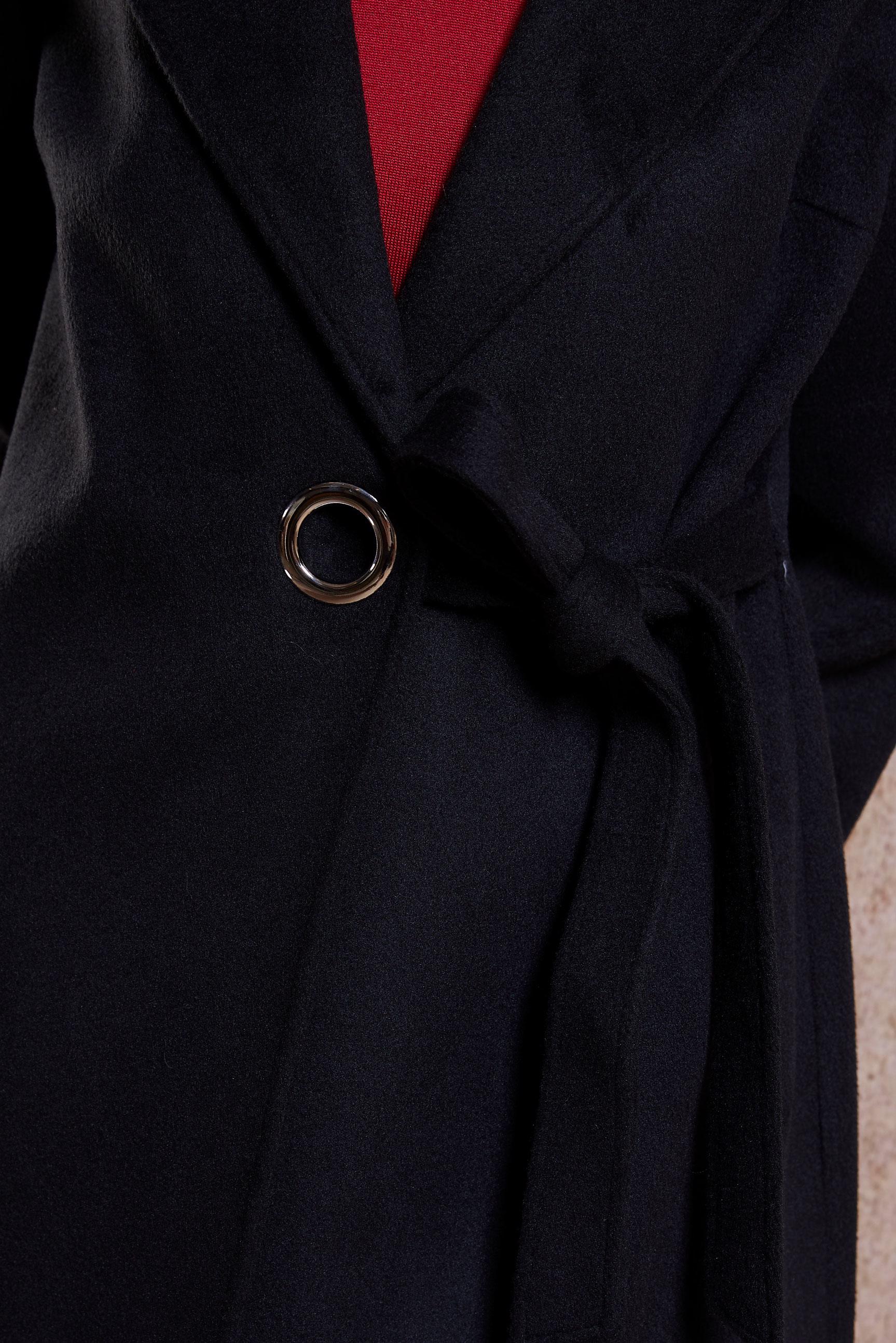 Tesettür giyim SİYAH KUŞAKLI KABAN 90502