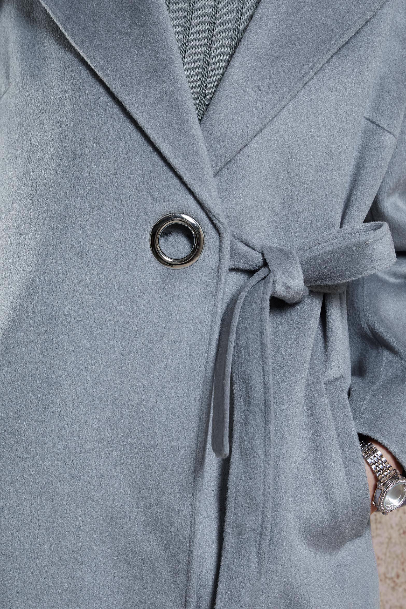 Tesettür giyim GRİ KUŞAKLI KABAN 90502