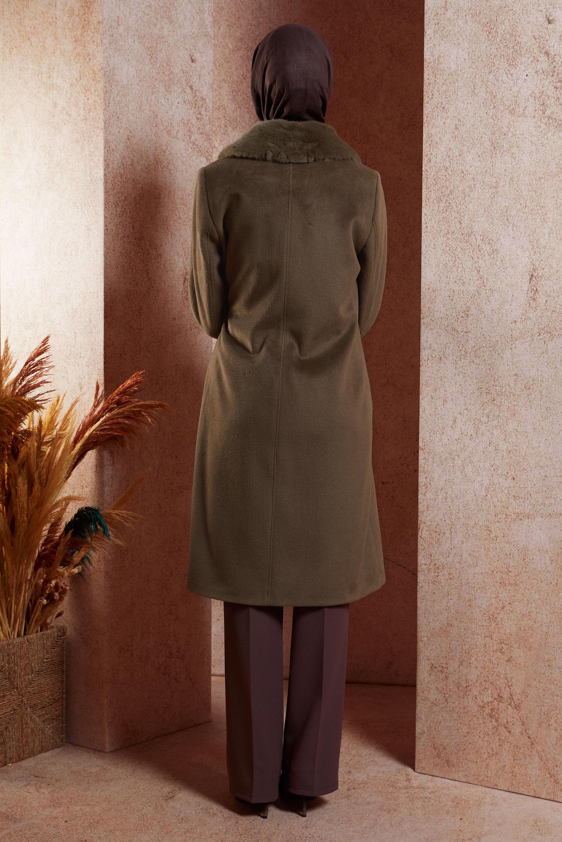 Vêtements hijab BRUN MANTEAU CEINTURÉ 90502