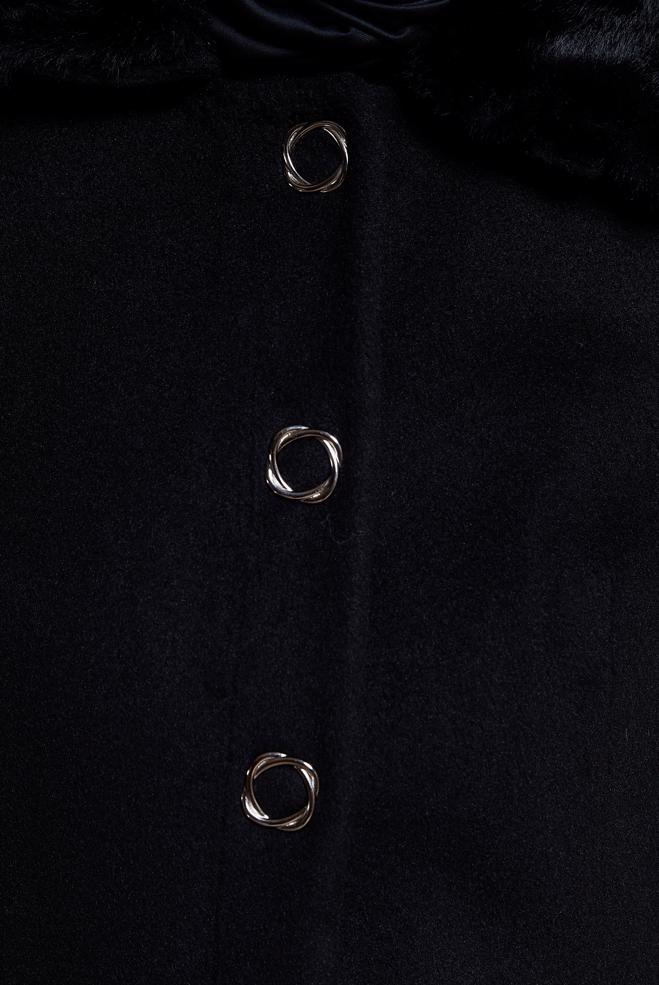 Vêtements hijab NOIR MANTEAU À COL EN FOURRURE 90503 - ALVİNA
