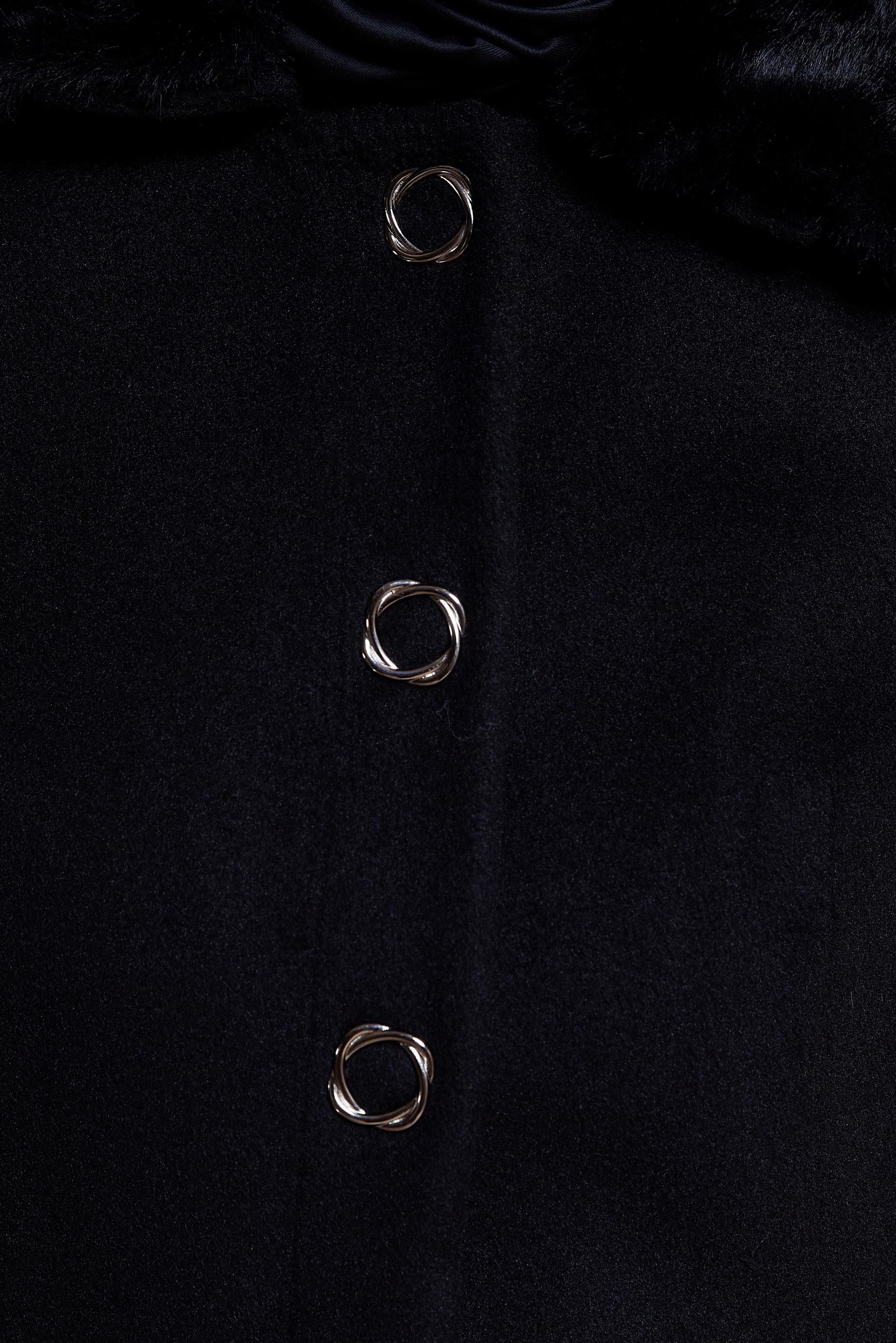 Tesettür giyim SİYAH YAKASI KÜRK DETAYLI KABAN 90503