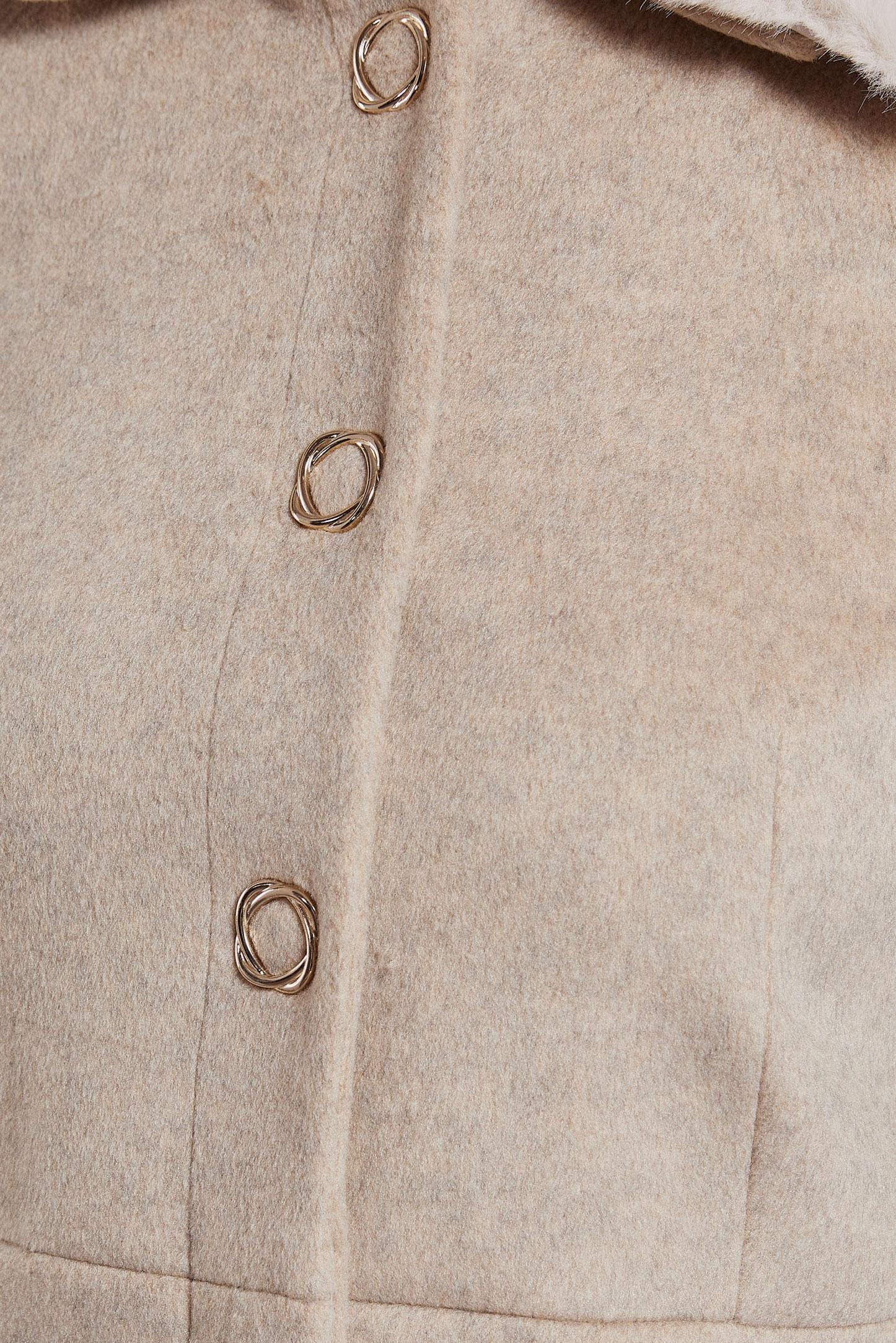 Tesettür giyim BEJ YAKASI KÜRK DETAYLI KABAN 90503