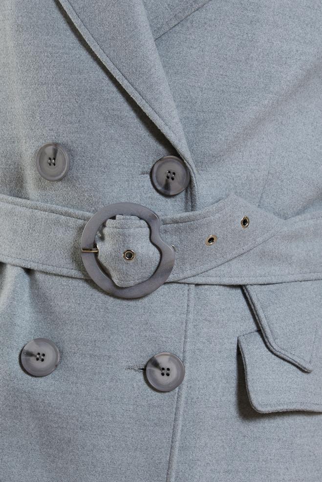 Hijab clothing GREY BELTED COAT 90504 - ALVİNA