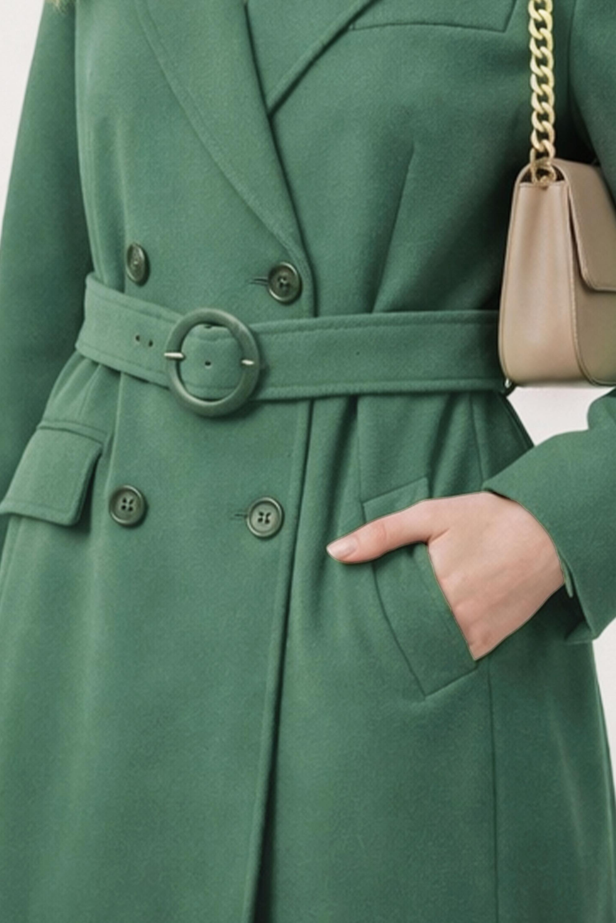 Hijab clothing GREEN 90504 WİNTER ALMEDA KABAN 38-46 TEK 40