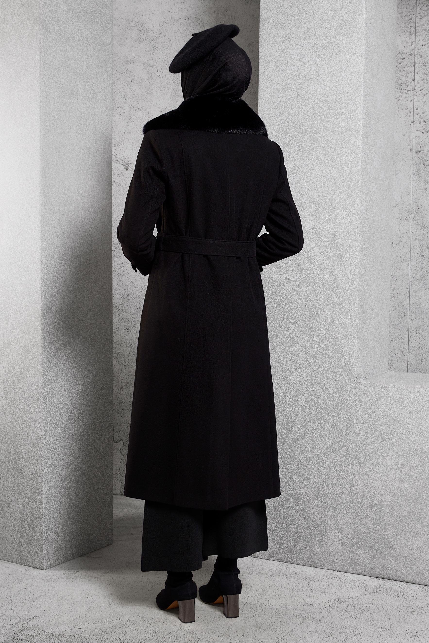 Hijab clothing BLACK BELTED COAT 90506