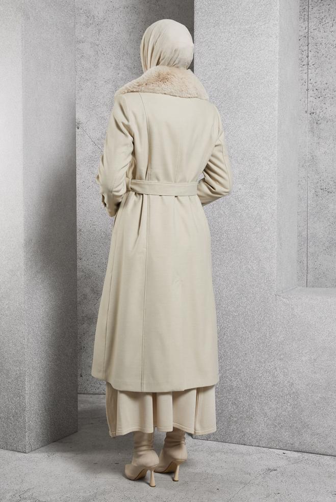 Hijab clothing BROWN BELTED COAT 90506 - ALVİNA