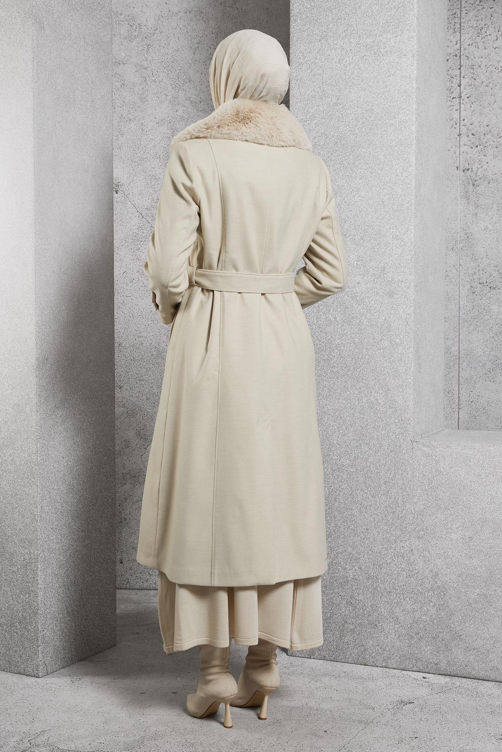 Hijab clothing BEIGE BELTED COAT 90506