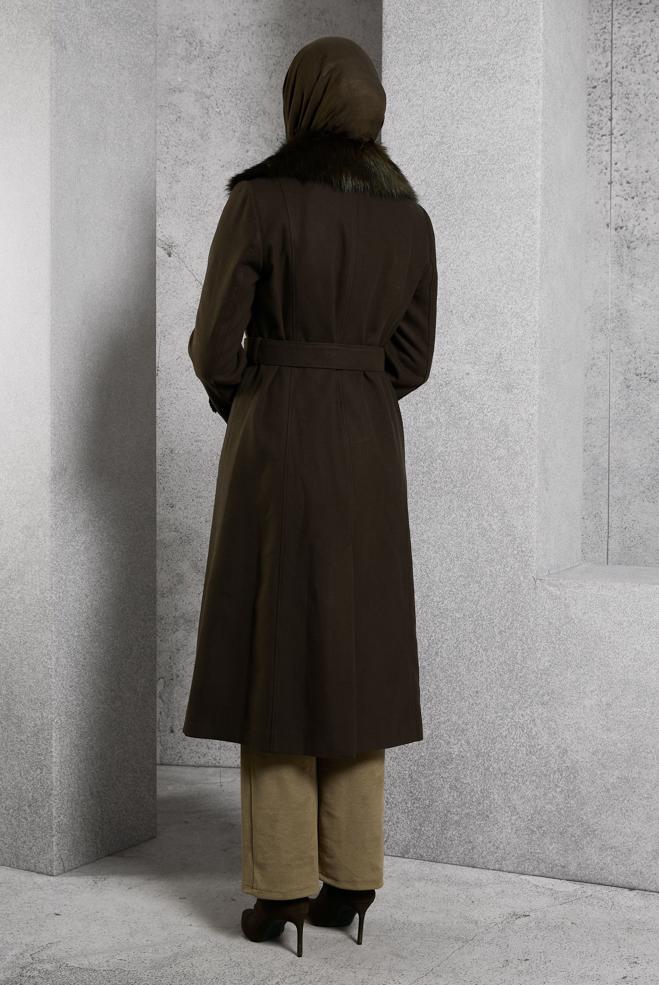 Hijab clothing BROWN BELTED COAT 90506 - ALVİNA