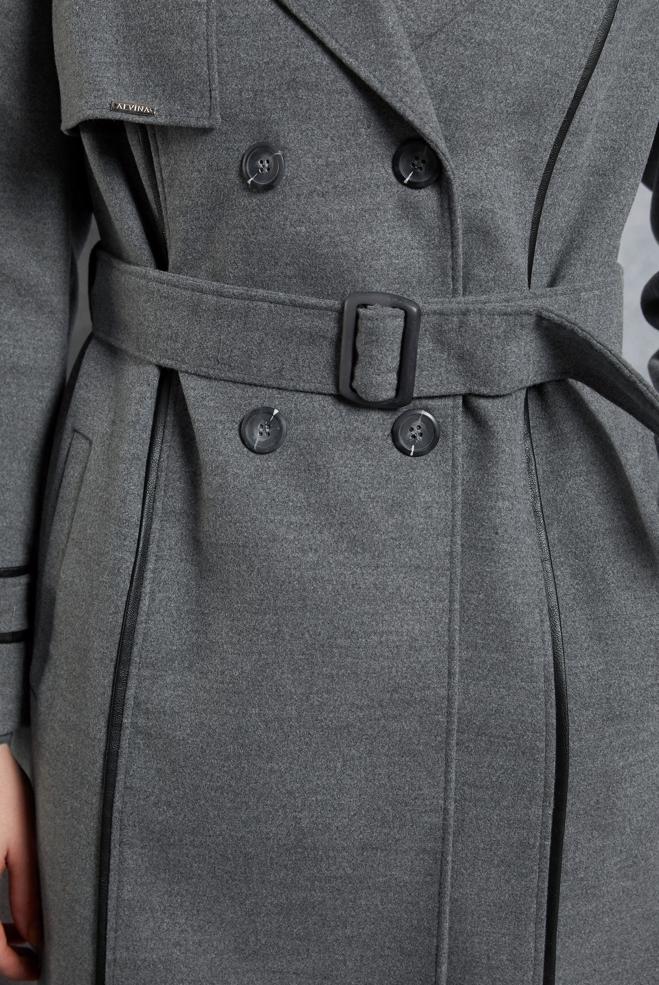 Hijab clothing GREY BELTED COAT 90506 - ALVİNA