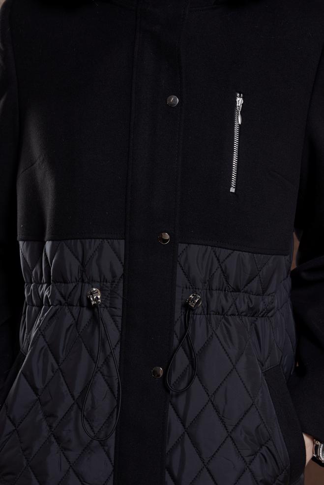 Hijab clothing BLACK FUR HOODED COAT 90508 - ALVİNA