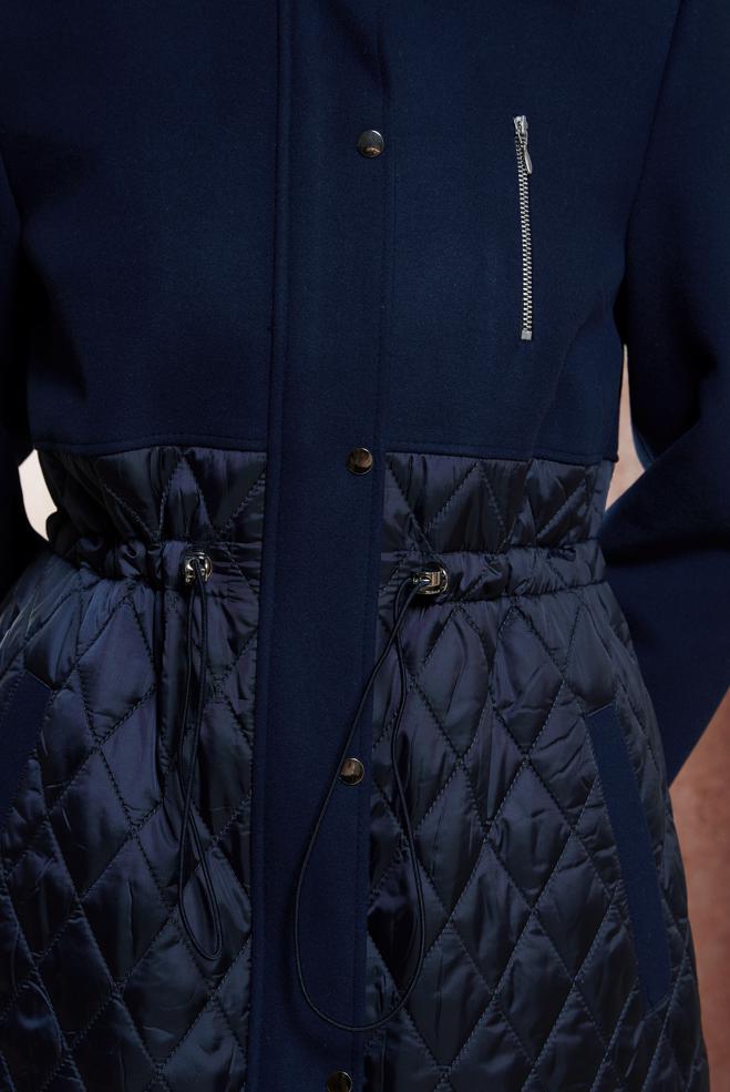 Hijab clothing NAVY BLUE FUR HOODED COAT 90508 - ALVİNA