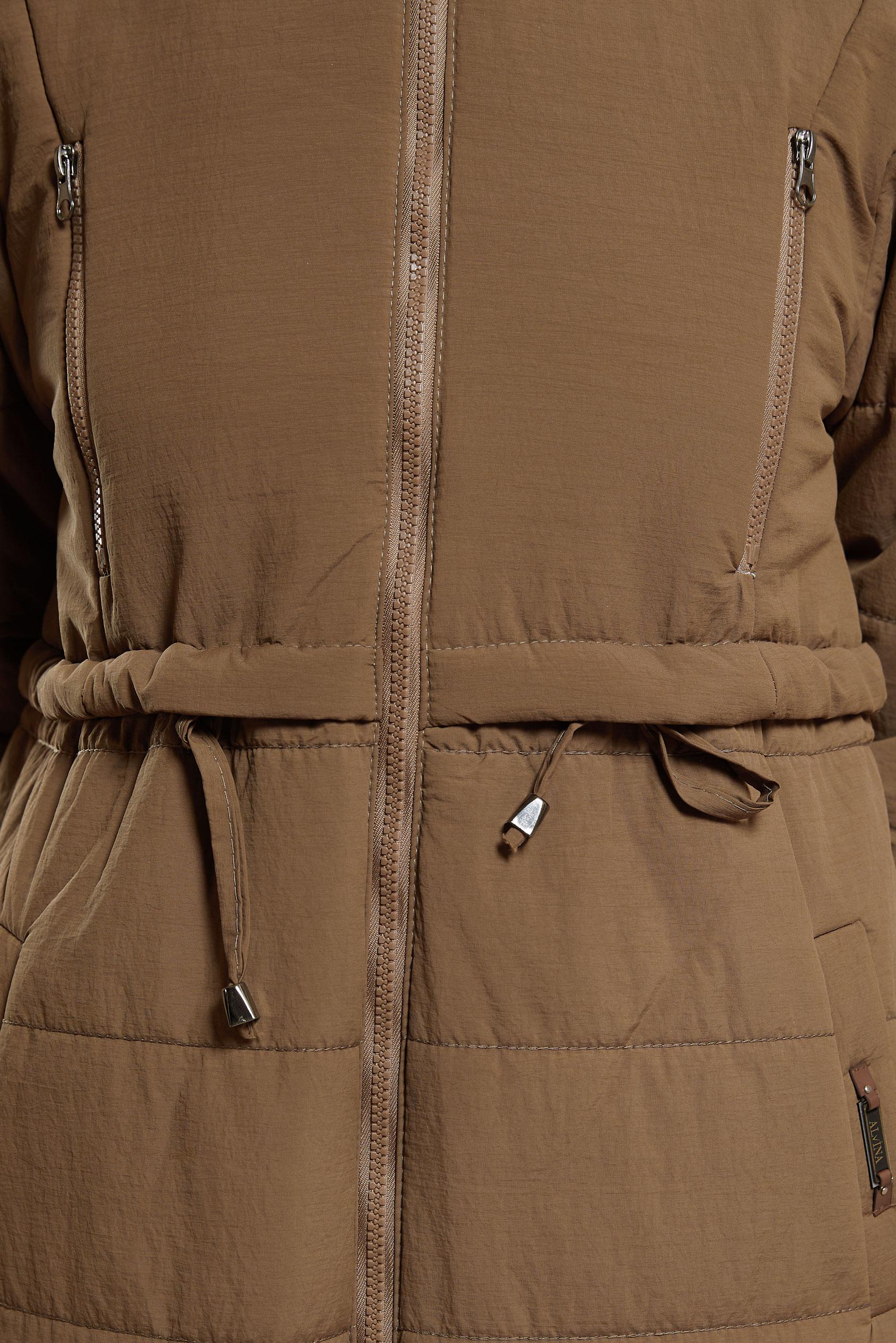 Tesettür giyim TABA KAPÜŞONLU KABAN 90511