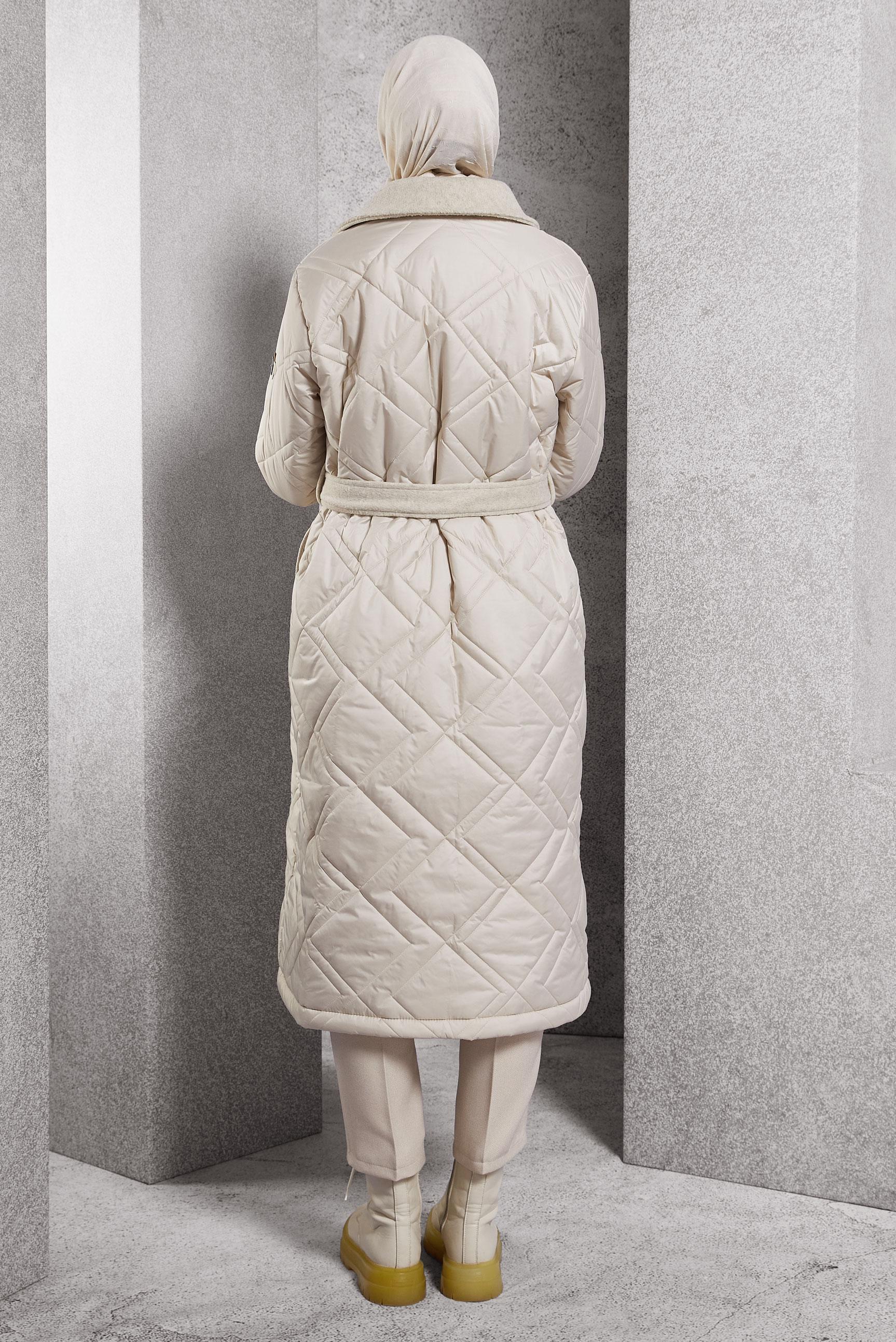 Hijab clothing BEIGE BELTED COAT 90513