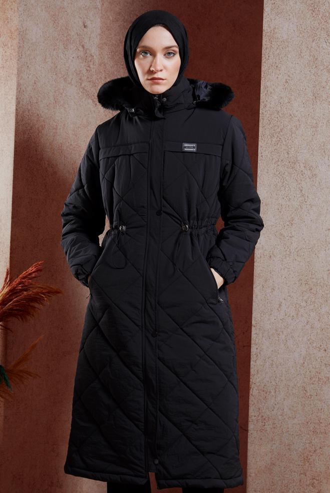 Hijab clothing  DETACHABLE HOODED COAT 90514 - ALVİNA