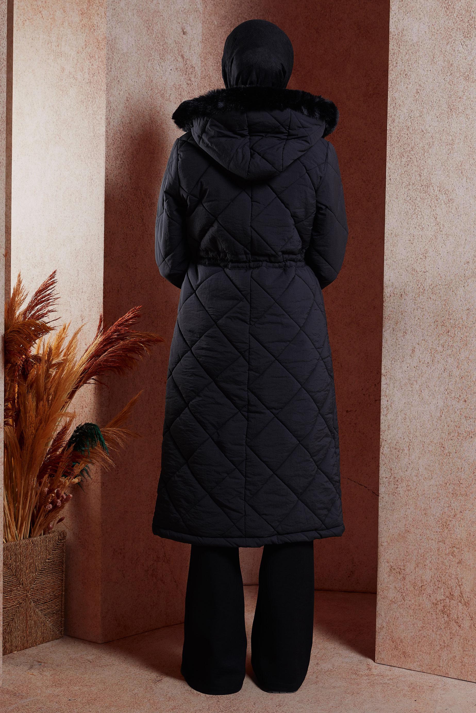 Vêtements hijab NOIR MANTEAU À CAPUCHE AMOVIBLE 90514