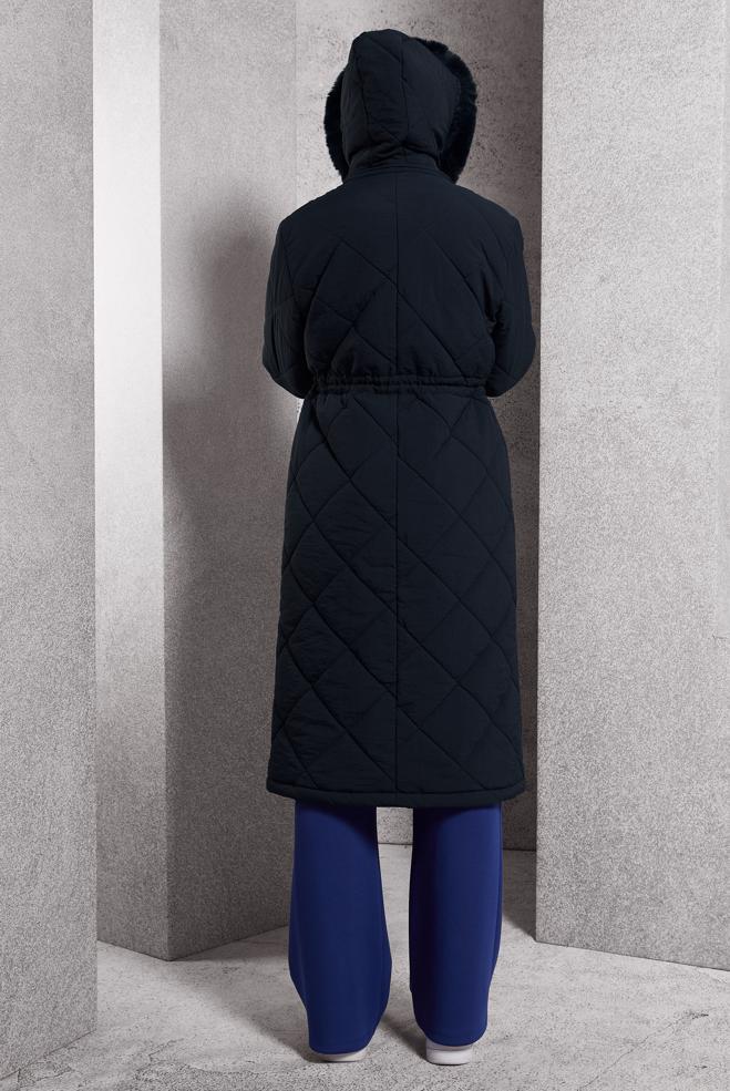 Hijab clothing NAVY BLUE DETACHABLE HOODED COAT 90514 - ALVİNA