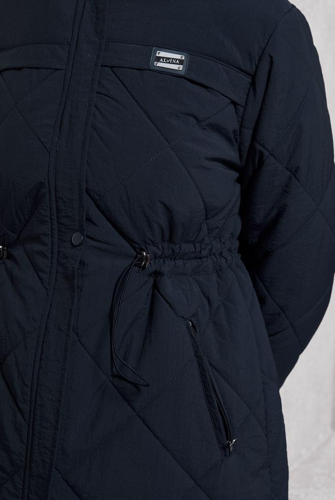 Hijab clothing NAVY BLUE DETACHABLE HOODED COAT 90514 - ALVİNA