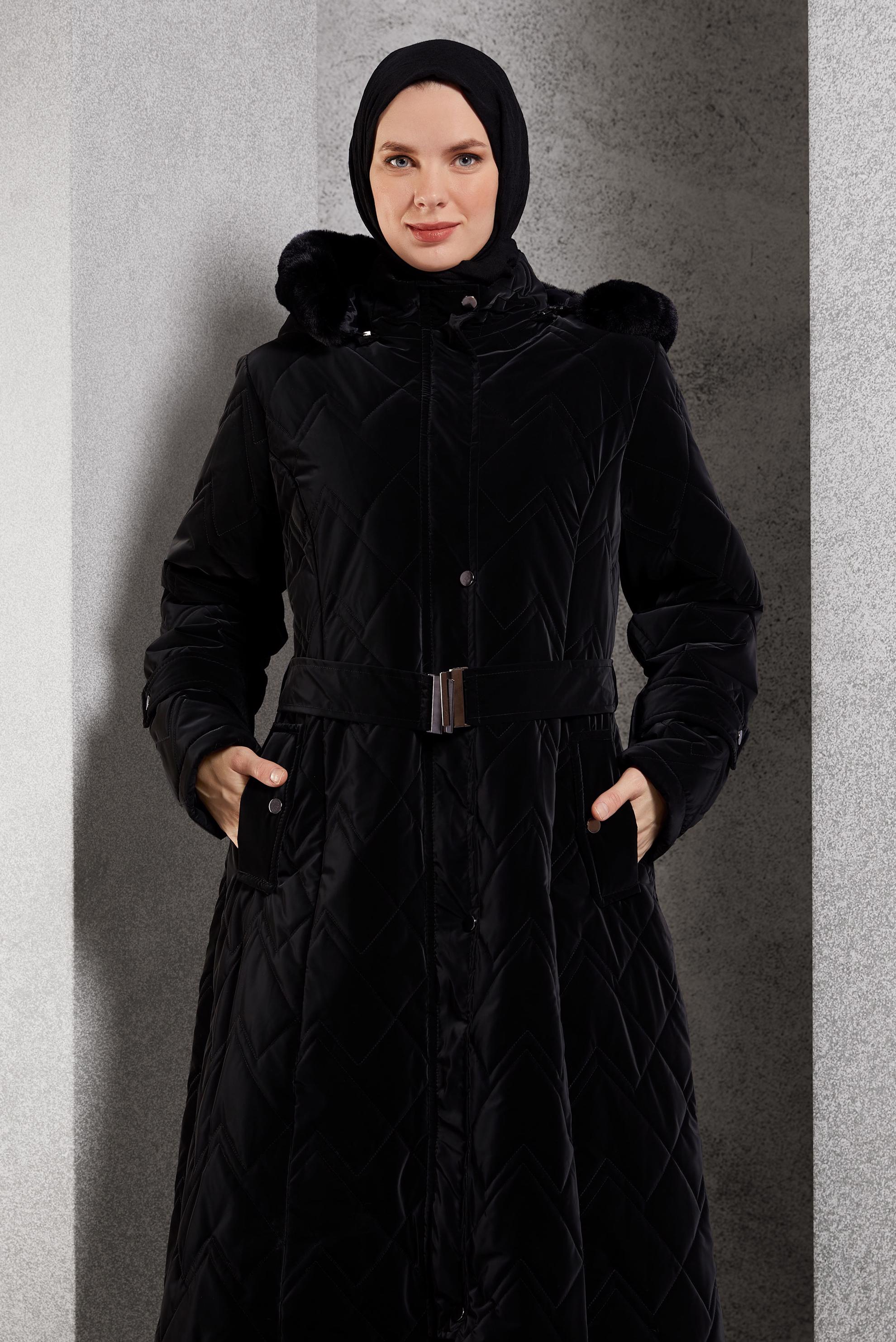 Vêtements hijab NOIR MANTEAU À CAPUCHE 90517