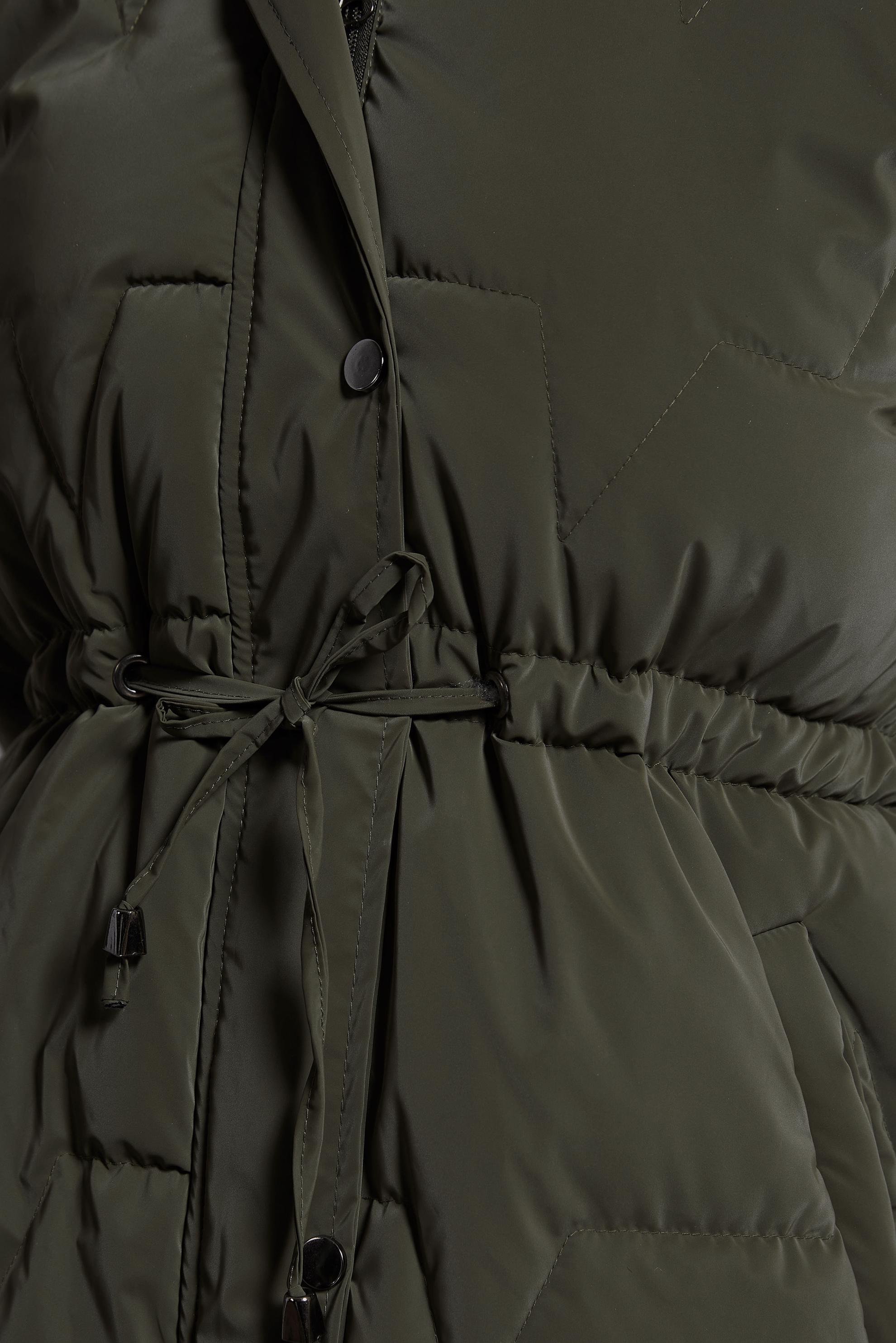 Tesettür giyim HAKİ ÇIKARILABİLİR KAPÜŞONLU KABAN 90520