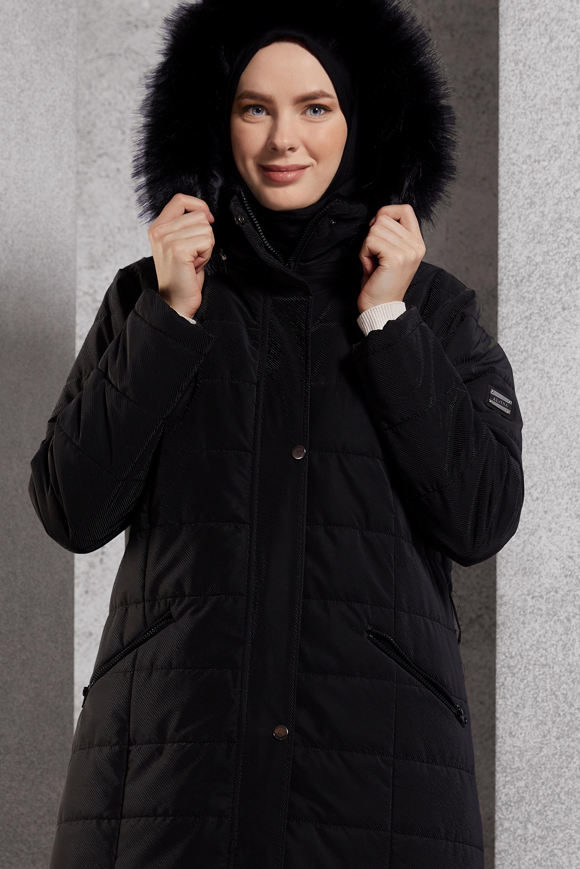 Vêtements hijab NOIR MANTEAU À CAPUCHE 90521