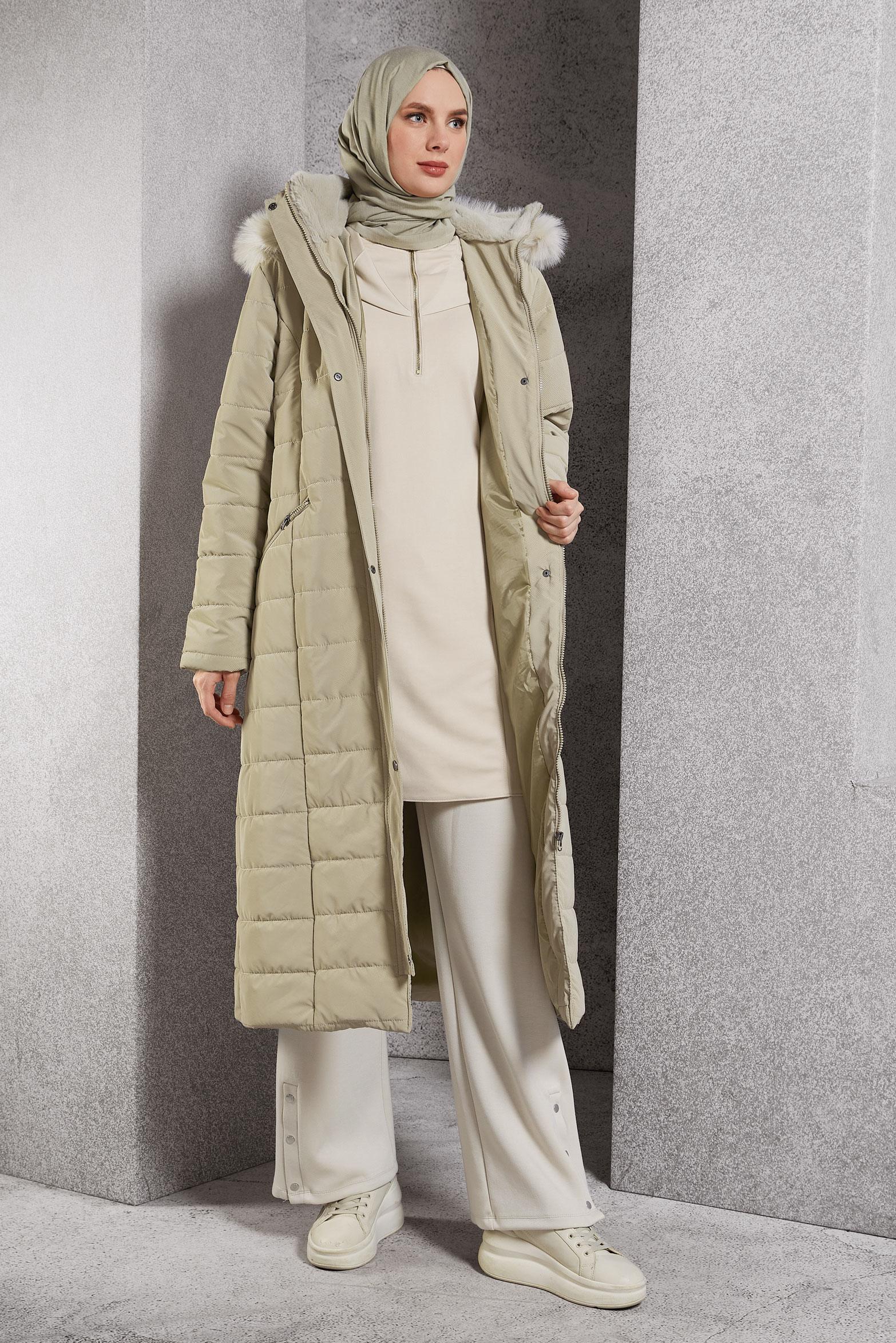 Vêtements hijab BEIGE MANTEAU À CAPUCHE 90521