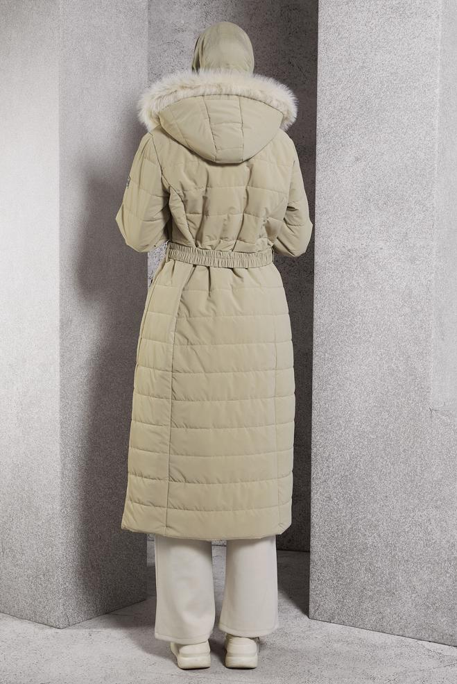 Vêtements hijab BEIGE MANTEAU À CAPUCHE 90521 - ALVİNA