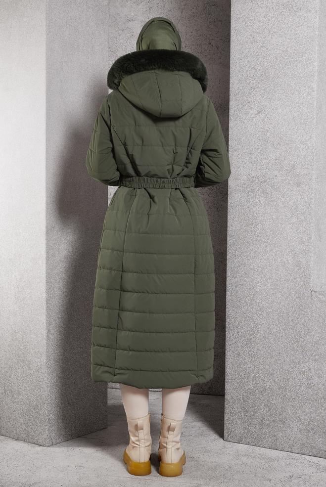 Vêtements hijab KAKI MANTEAU À CAPUCHE 90521 - ALVİNA