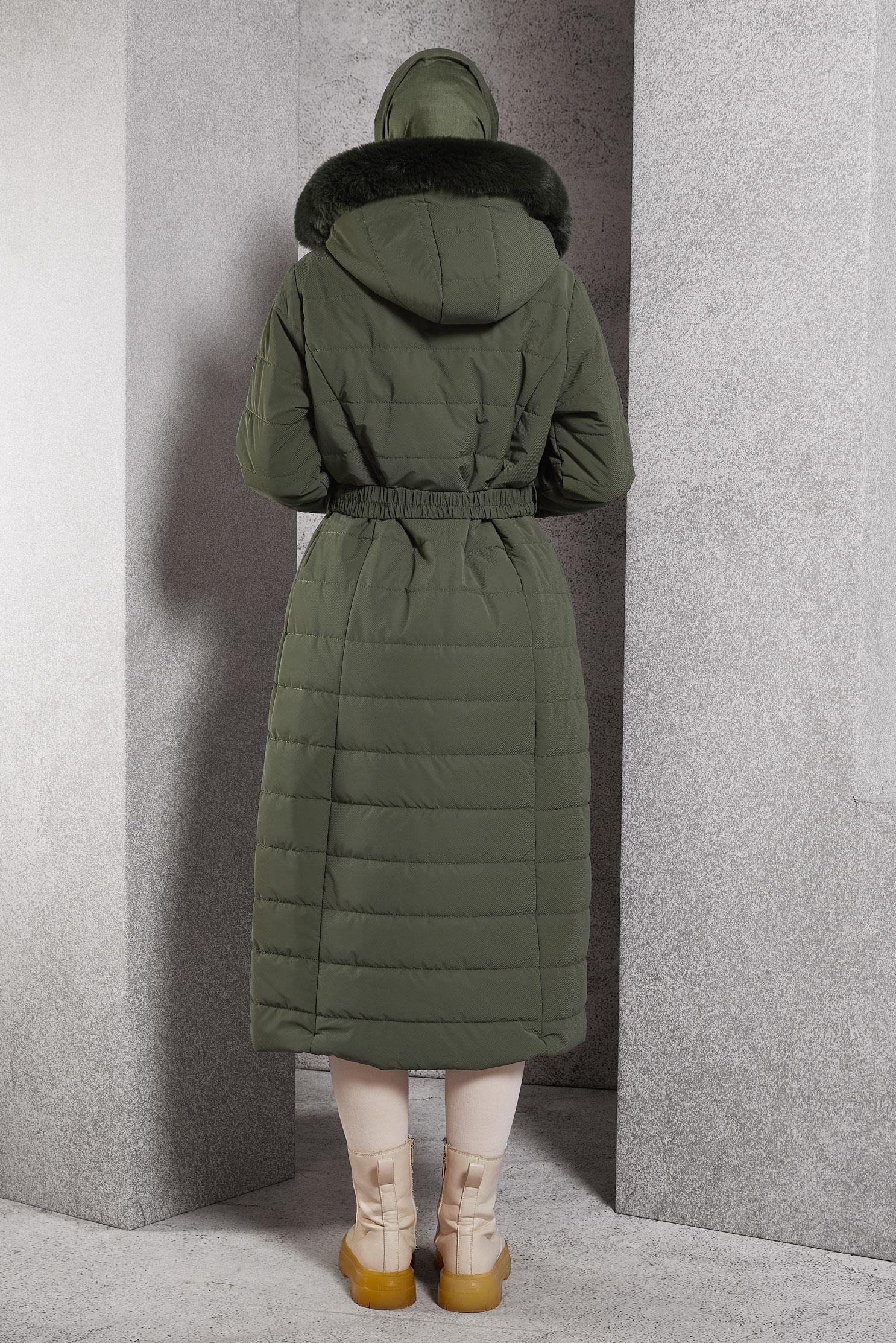 Vêtements hijab KAKI MANTEAU À CAPUCHE 90521