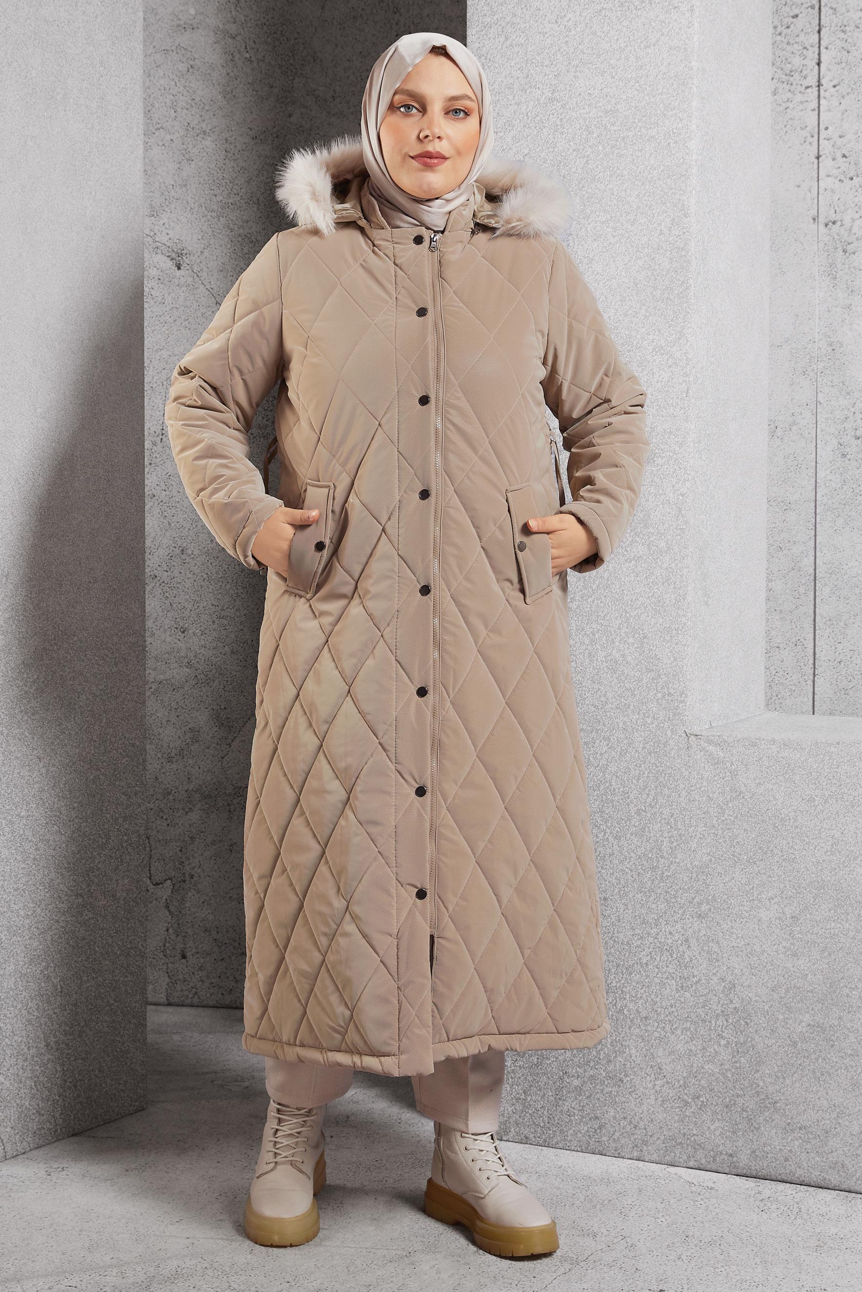 Vêtements hijab BEIGE MANTEAU À CAPUCHE 90522