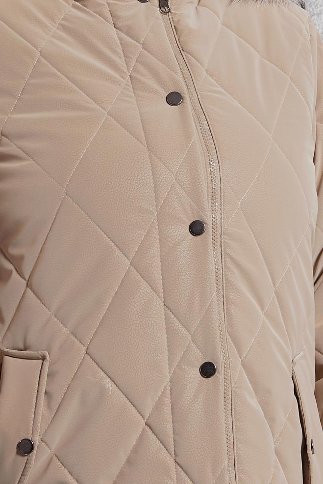 Vêtements hijab BEIGE MANTEAU À CAPUCHE 90522 - ALVİNA